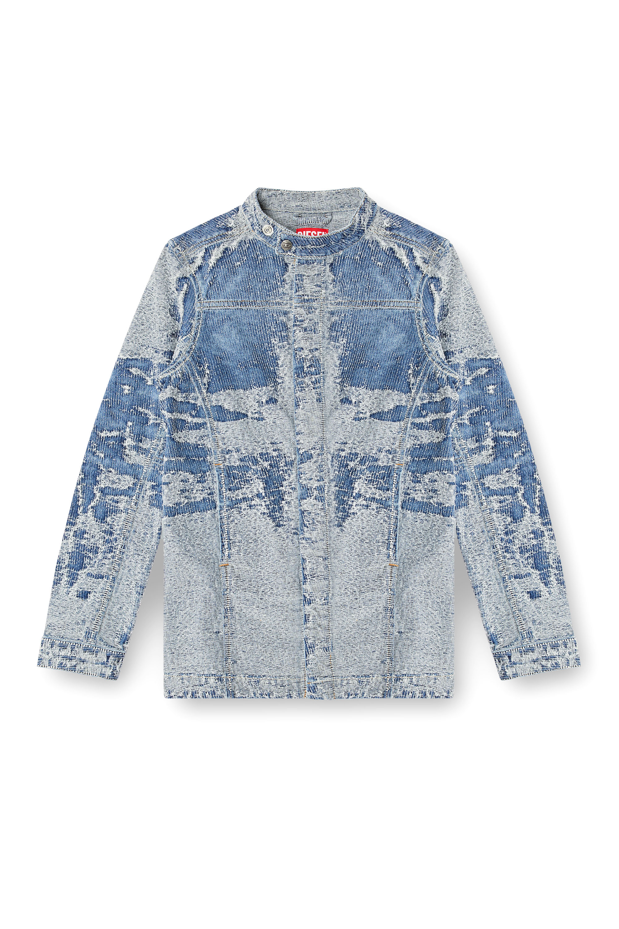 Diesel - DE-MOR-S1, Female's Jacket in distressed jacquard denim in ミディアムブルー - 2
