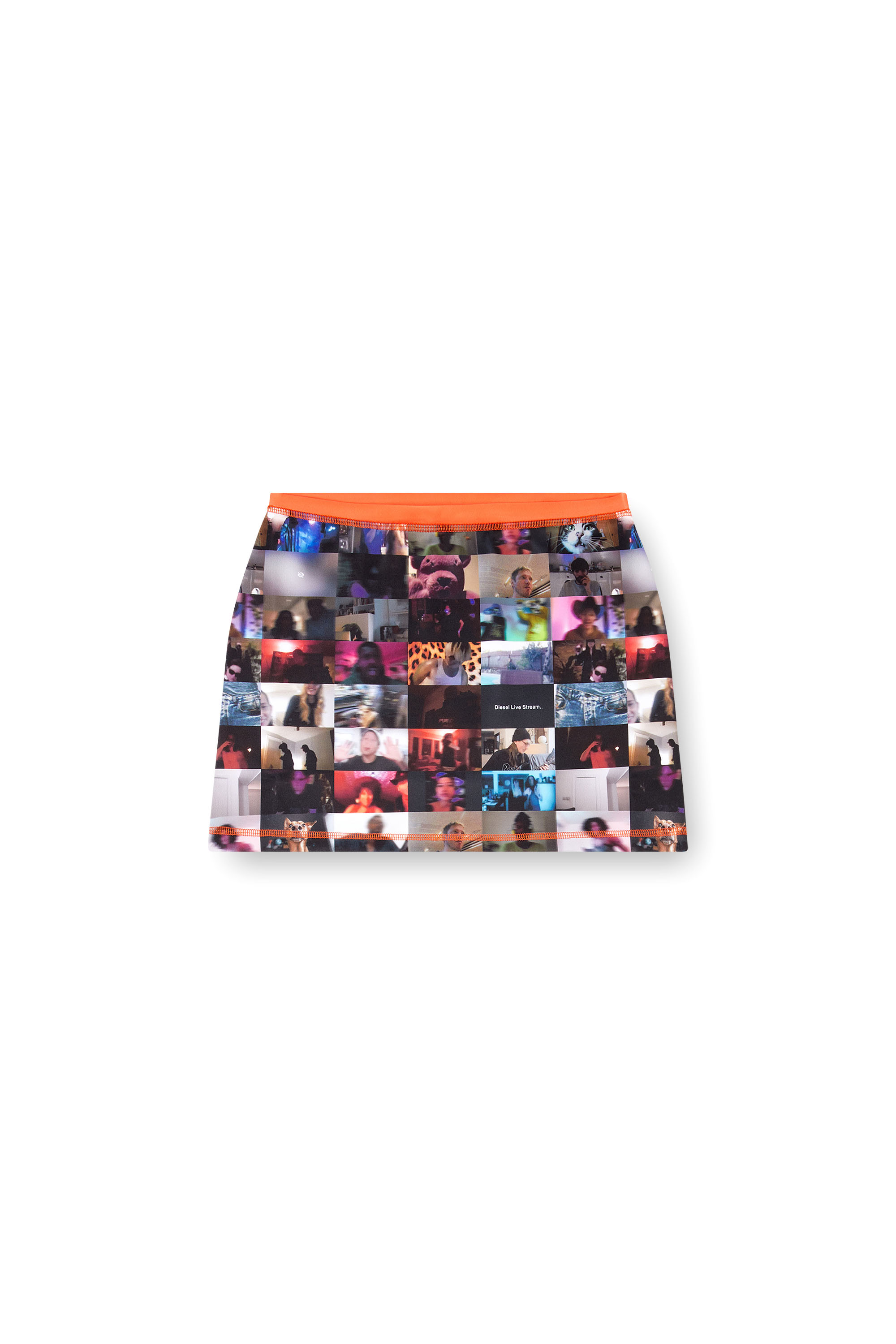 Diesel - O-PLAT, Female's Mini skirt with Pop print in ブラック/オレンジ - 3