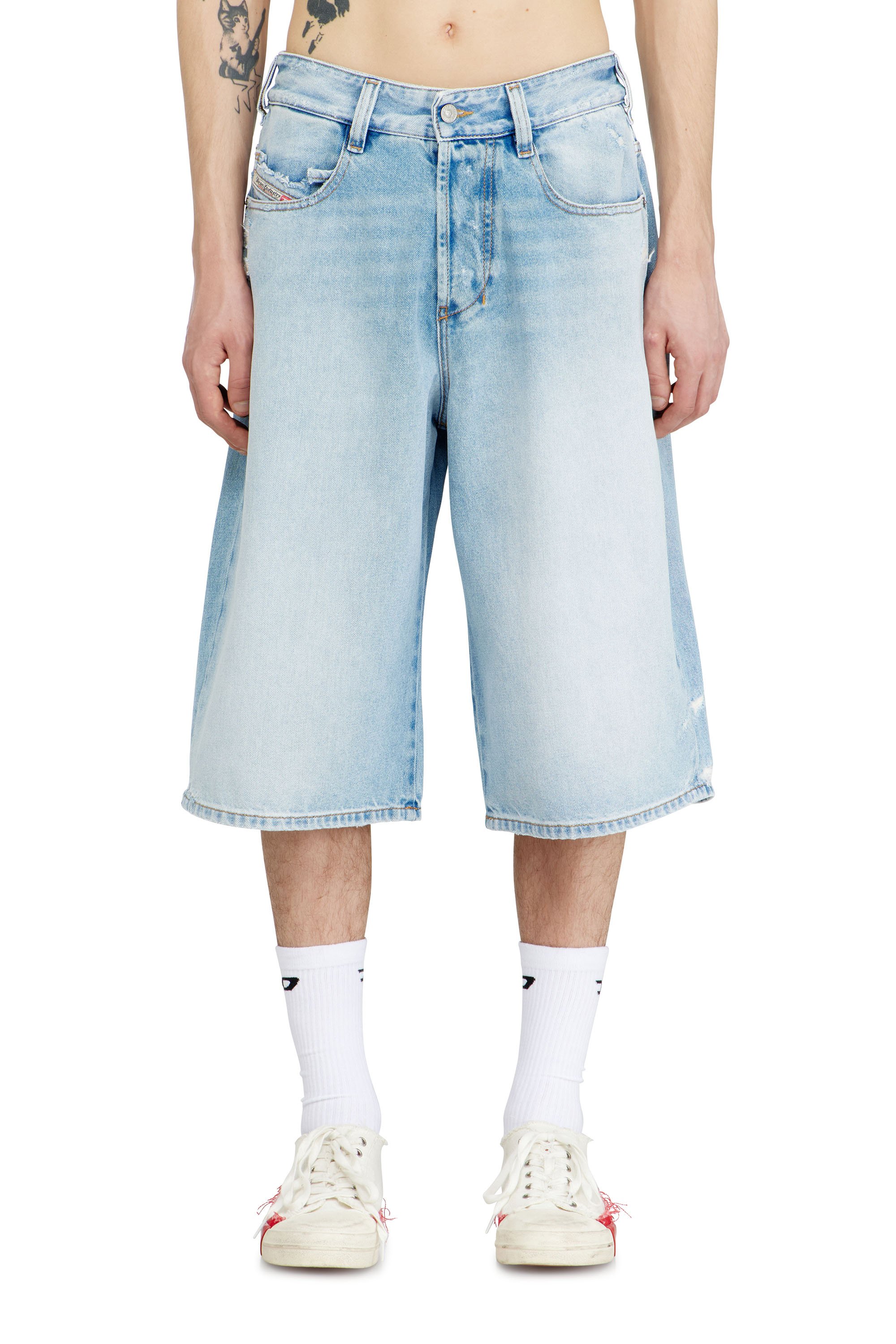 Diesel - D-ENIM-M-SHORT, Unisex's Shorts in destroyed denim in ライトブルー - 1