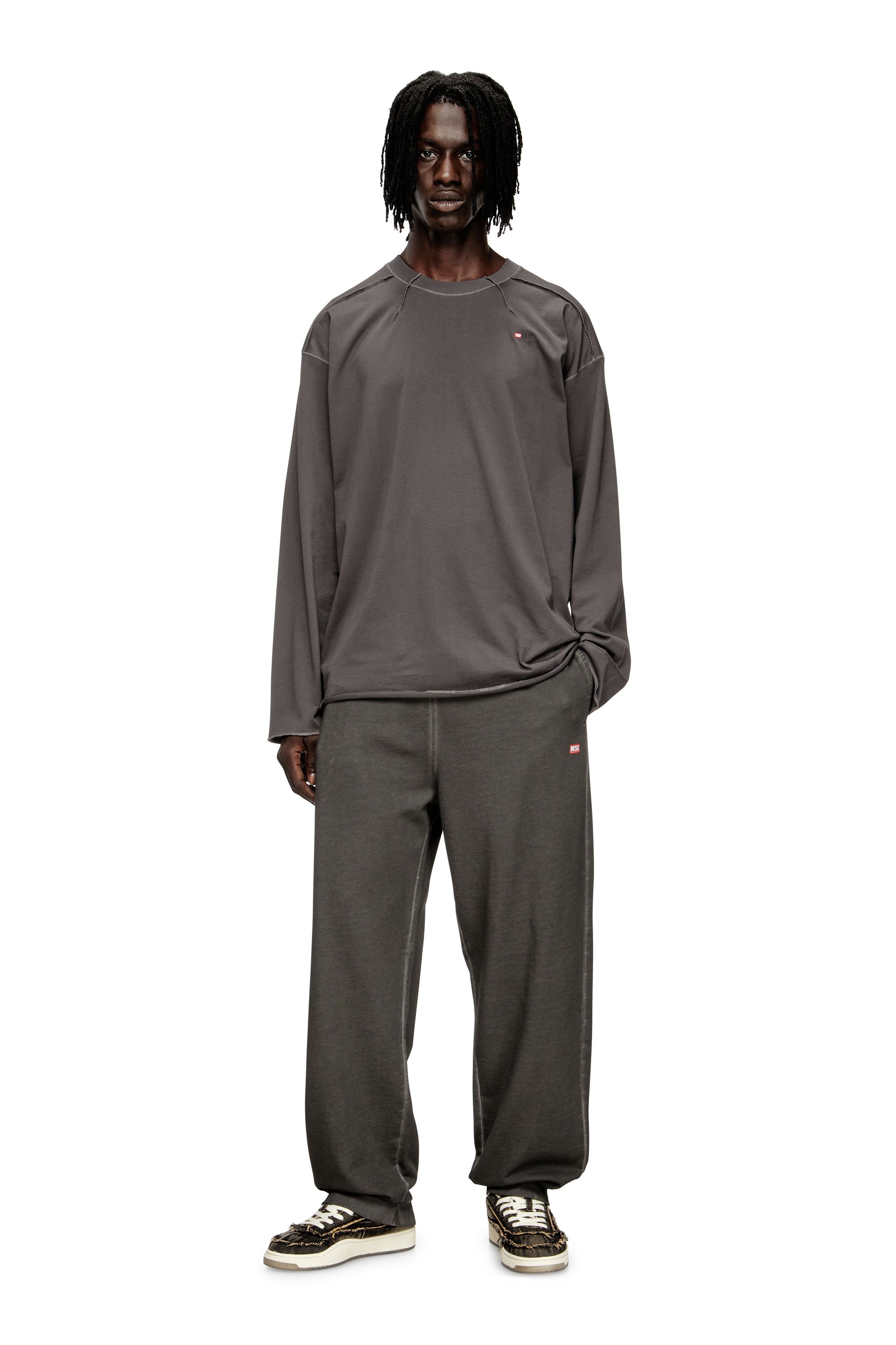 Diesel - T-CRAHOR-BOXT-LS-T1, Male's 長袖Tシャツ in グレー - 2
