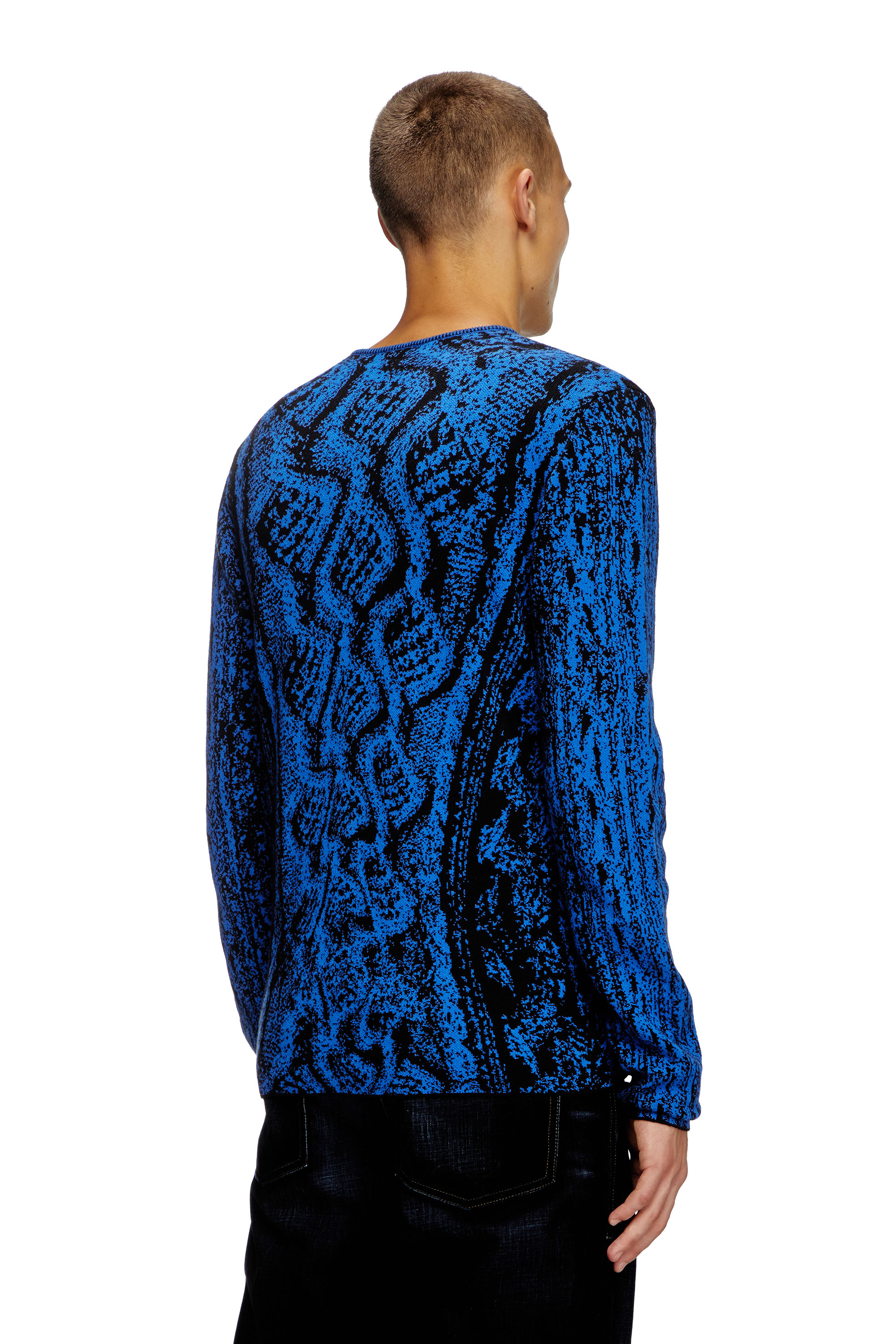 Diesel - K-MASTICE, Male's Cotton jumper with trompe l'oeil effect in アジュール - 4