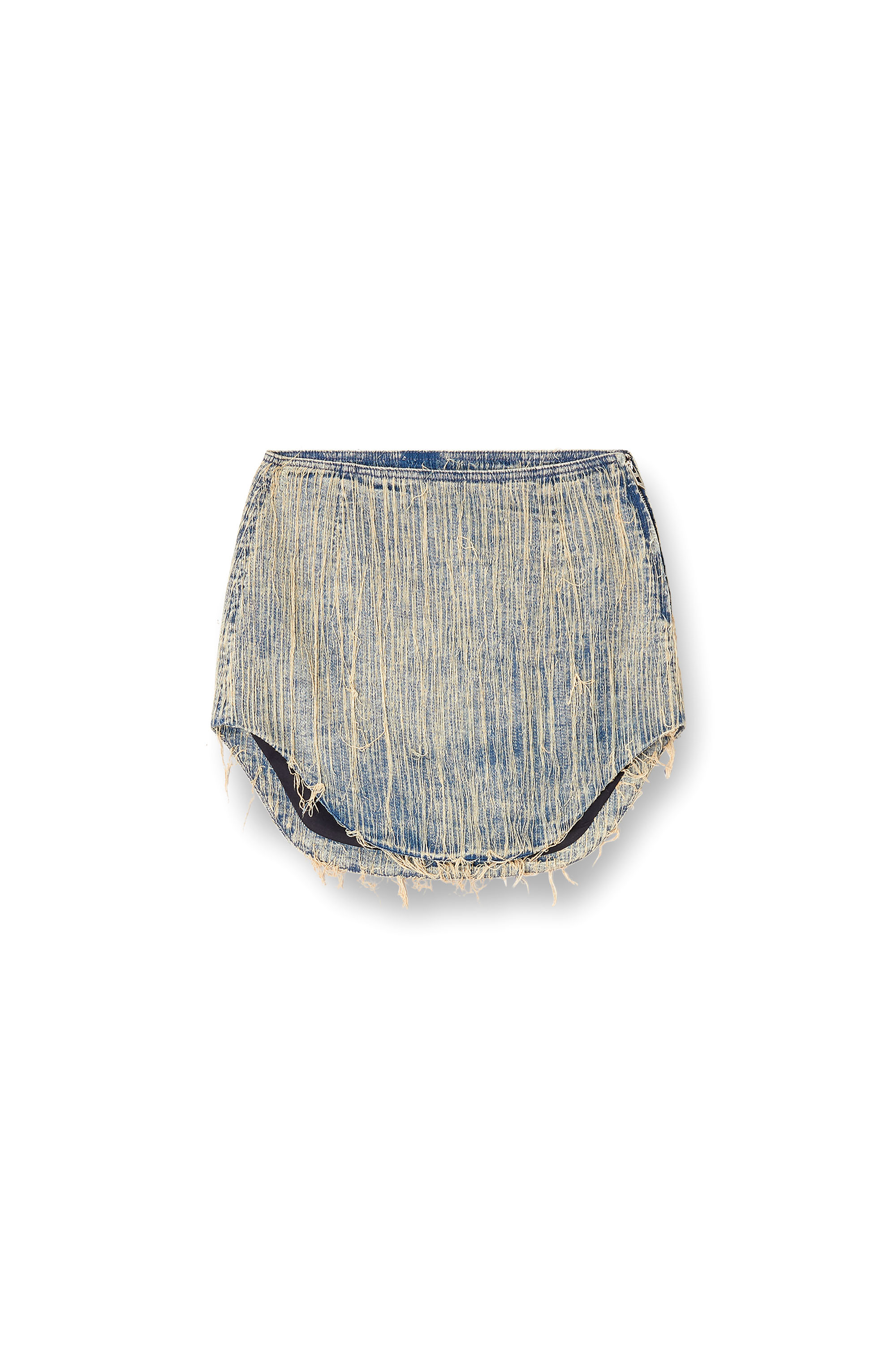 Diesel - DE-ADA-S, Female's Denim mini skirt with raw edge details in ミディアムブルー - 2