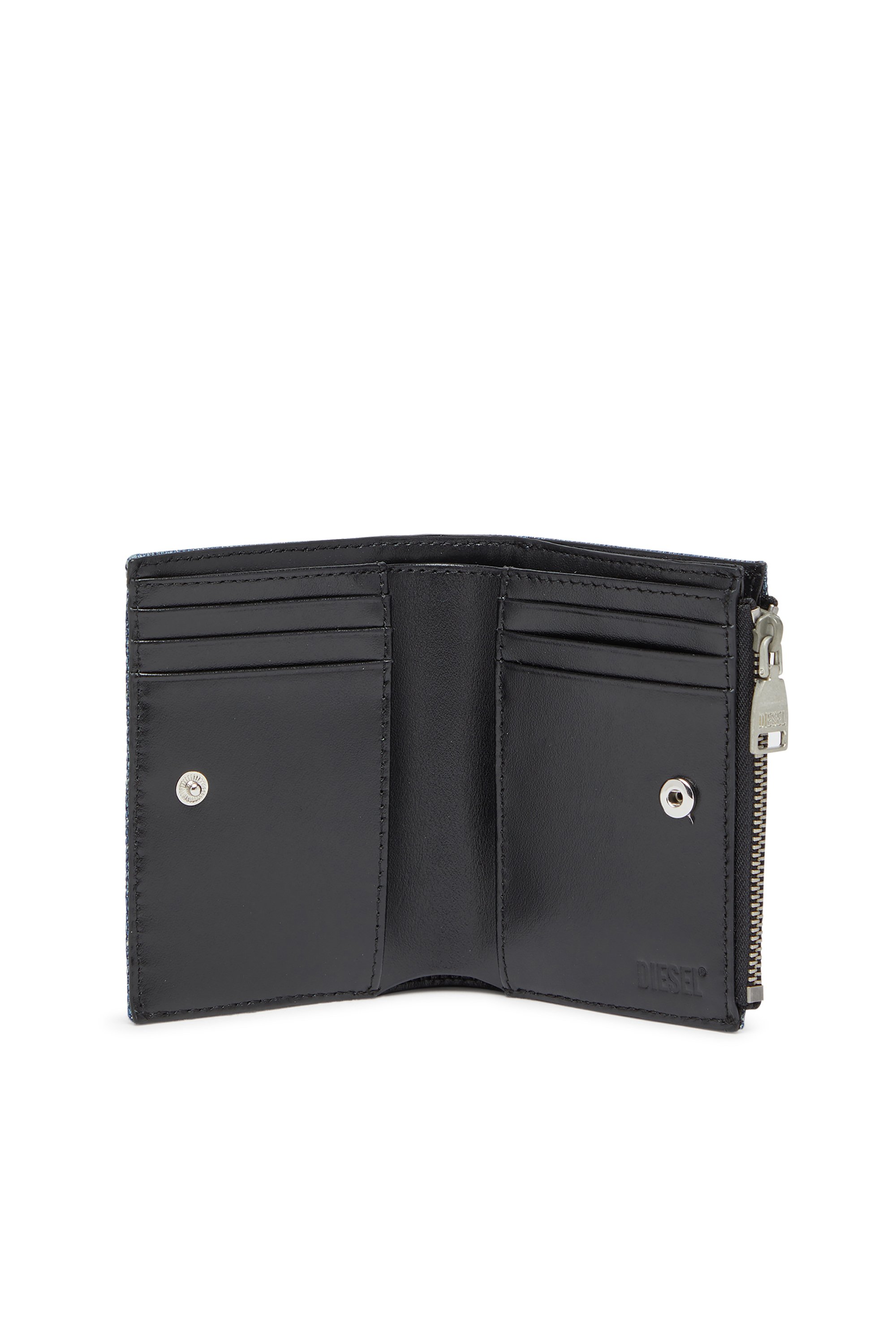 Diesel - 1DR BI-FOLD ZIP II, Female's Small bi-fold wallet in denim in ブルー - 3