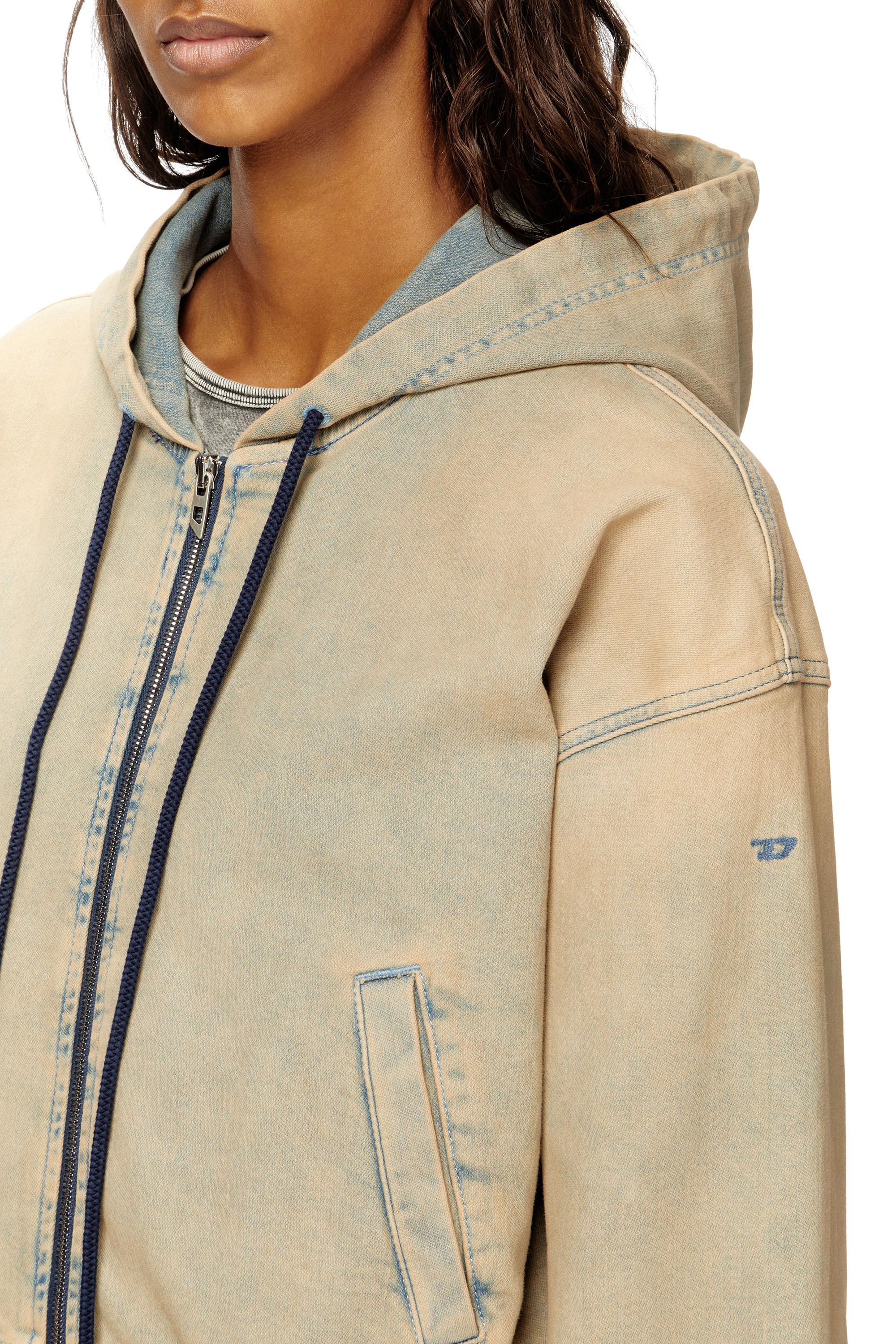 Diesel - DE-GIRI-CROP JOGG, Female's Zipped hoodie in coloured JoggJeans in ベージュ/ブルー - 4