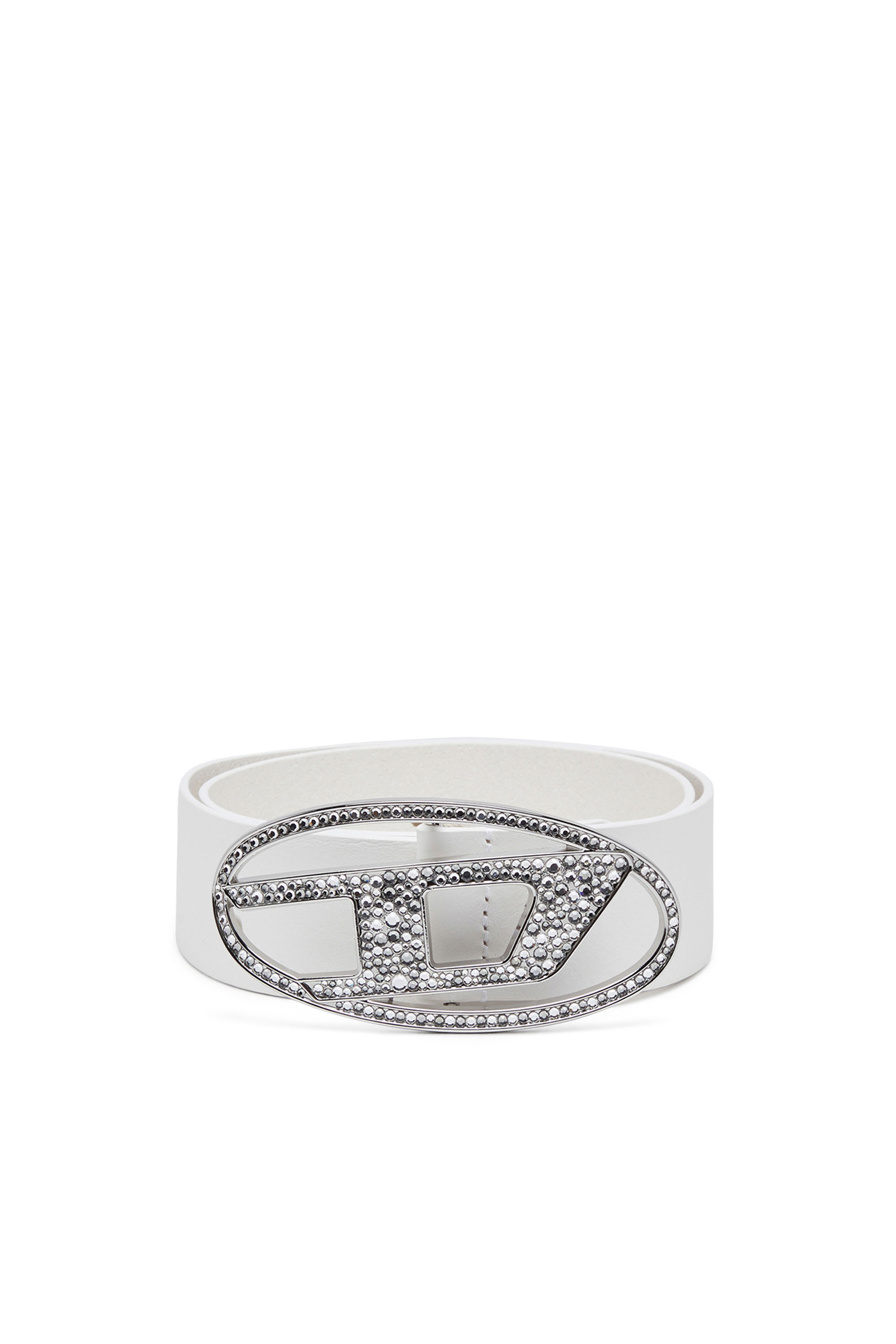 Diesel - B-1DR STRASS, Female's カウレザービジューベルト in ホワイト - 1