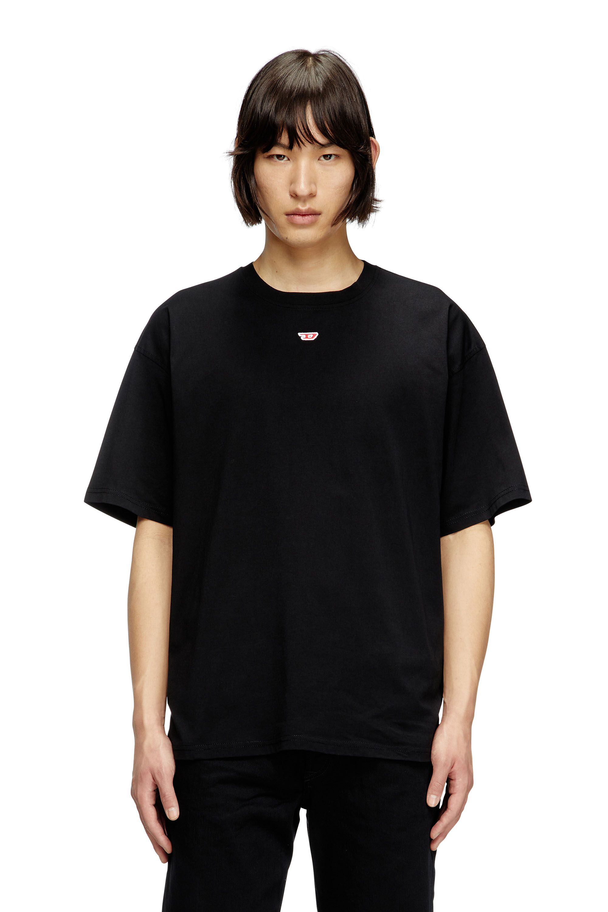 Diesel - T-BOXT-D, Unisex's T-shirt with embroidered D patch in ブラック - 1