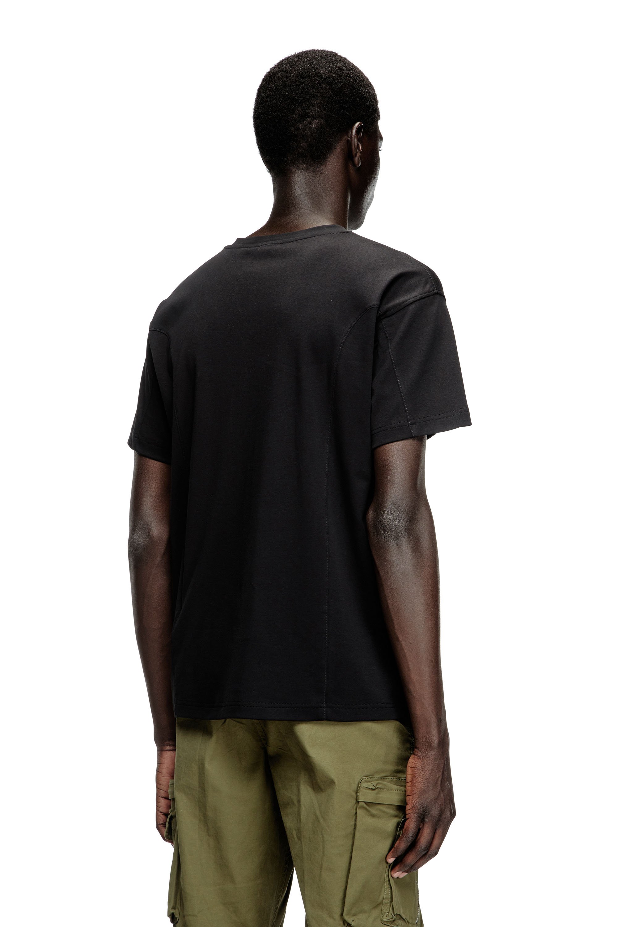Diesel - T-NORM-INT, Male's Short-sleeve T-shirt with panels in ブラック - 4