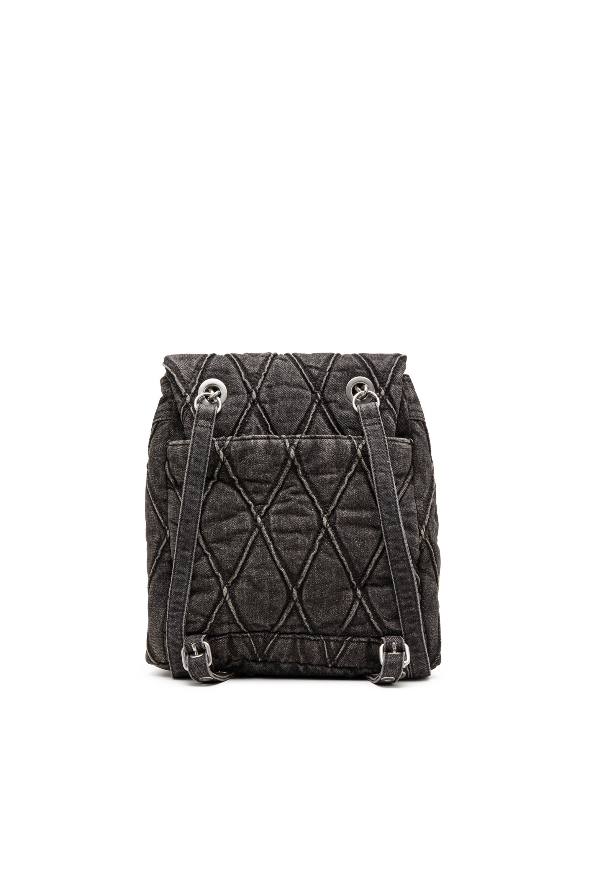 Diesel - CHARM-D BACKPACK S, Female's Charm-D S-Backpack in Argyle quilted denim in ブラック - 2