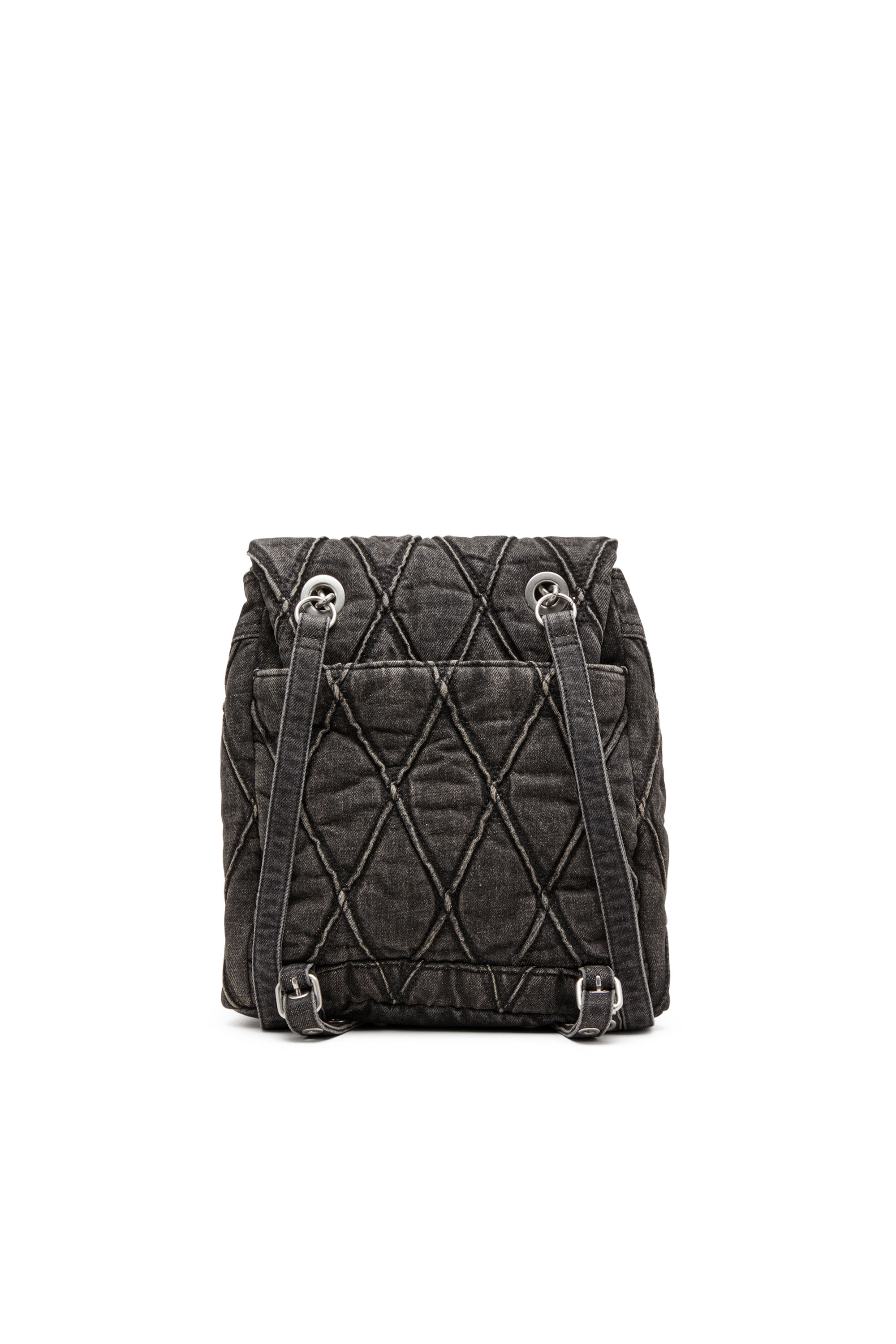 Diesel - CHARM-D BACKPACK S, Female's Charm-D S-Backpack in Argyle quilted denim in ブラック - 3