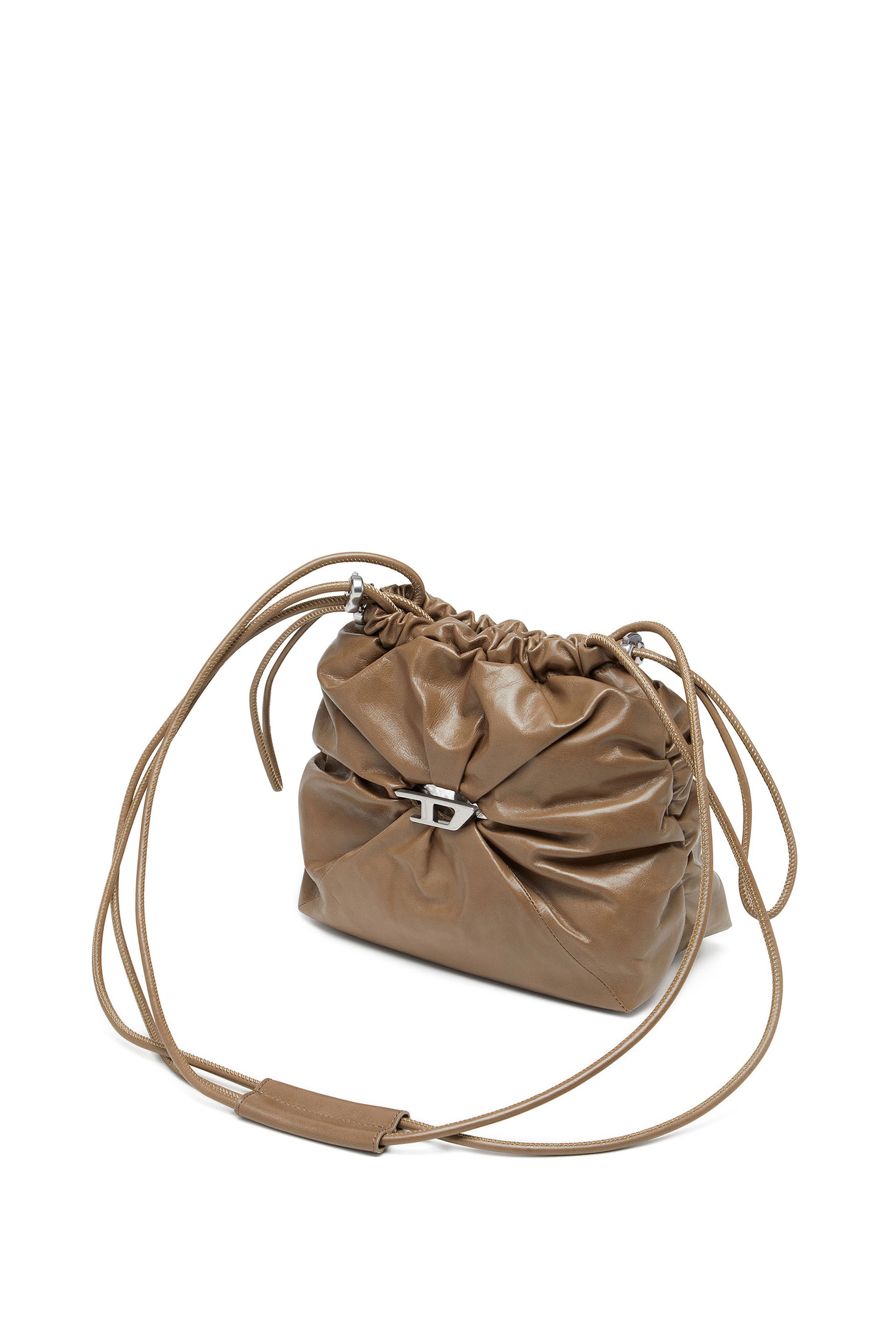 Diesel - SCRUNCH-D BUCKET, Female's Scrunch-D-Bucket bag in shiny wrinkled leather in ライトブラウン - 1
