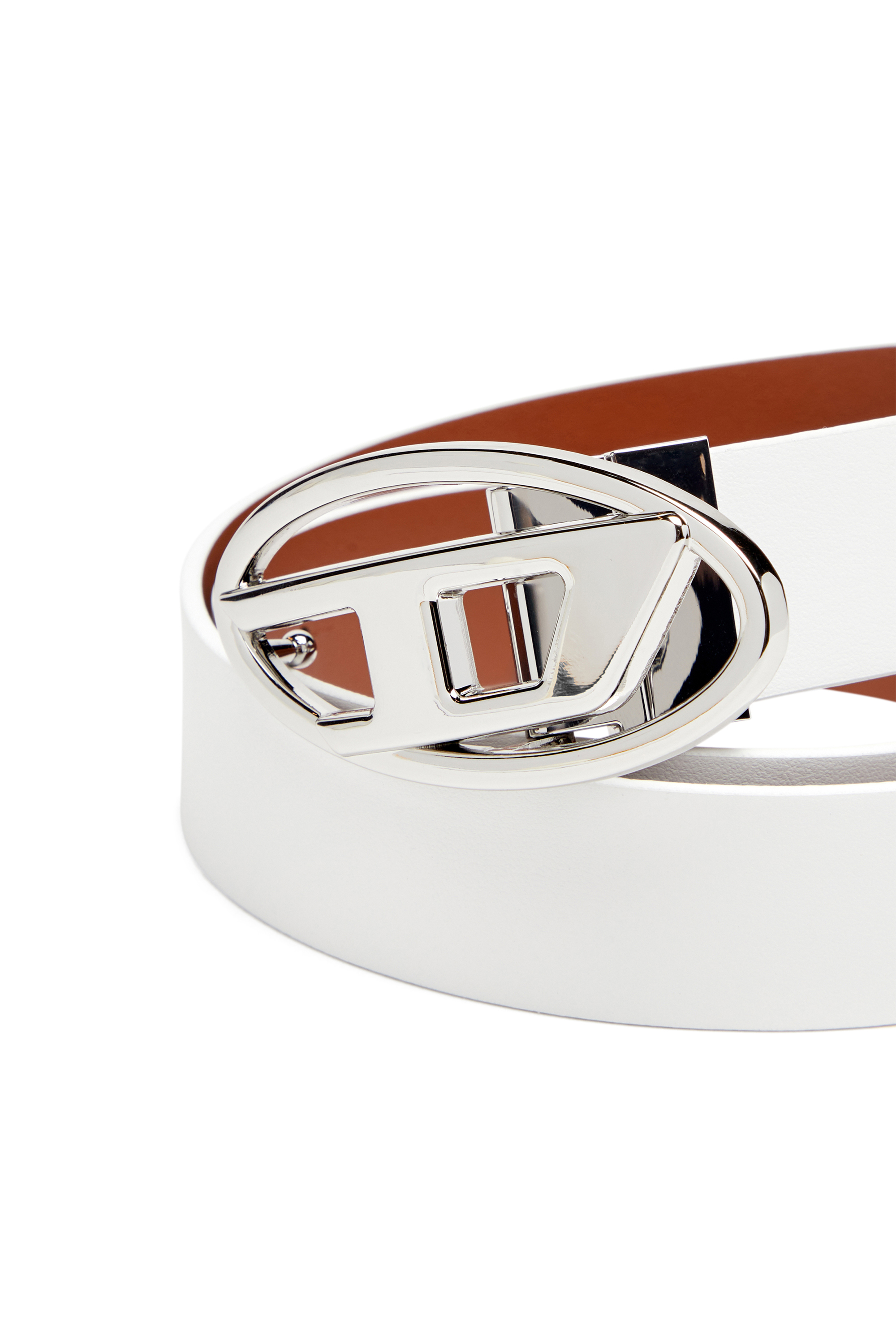 Diesel - B-1DR W REV II 30, Female's 3cm reversible leather belt with Oval D buckle in ホワイト - 3