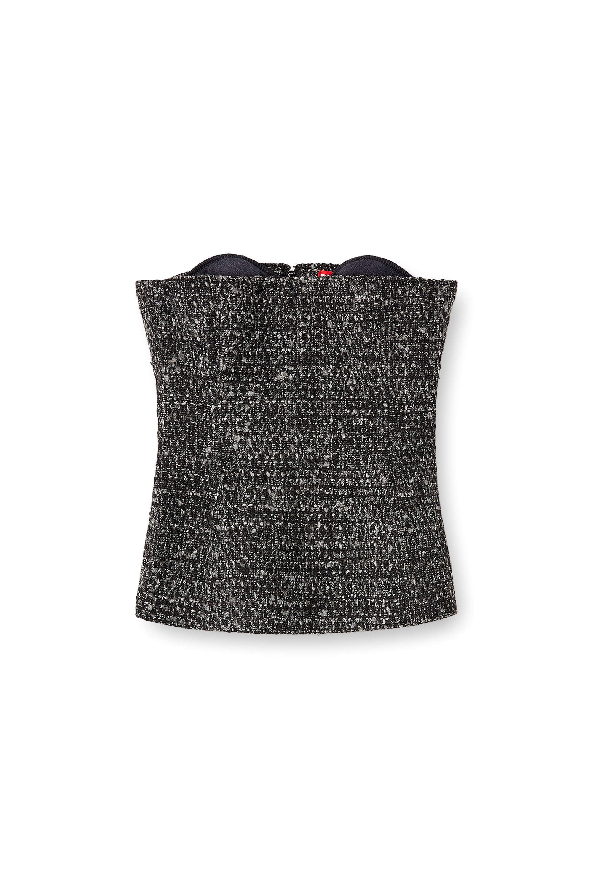 Diesel - T-ORSET, Female's Bouclé corset top with ultra-low cut in ブラック - 3