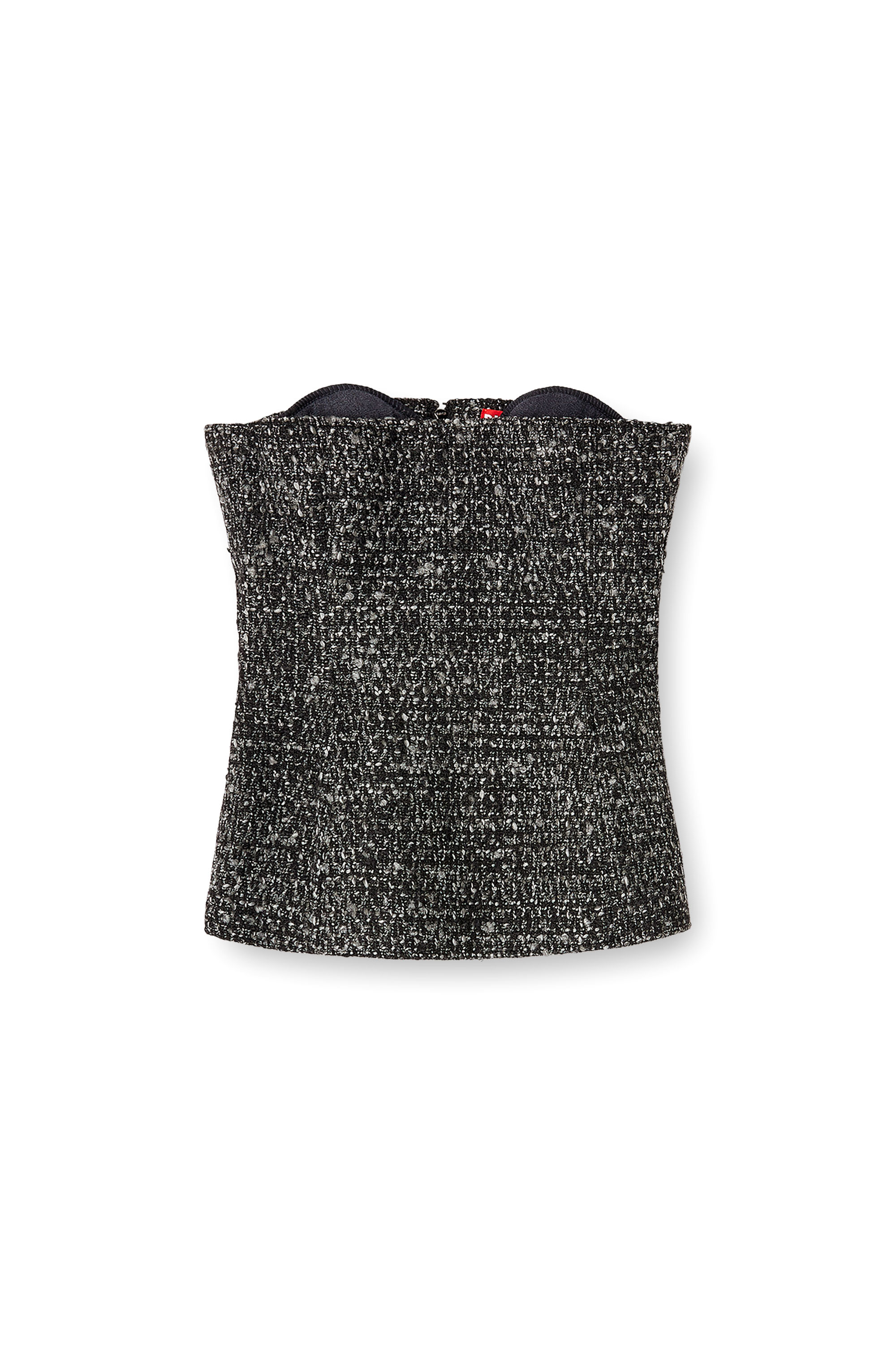Diesel - T-ORSET, Female's Bouclé corset top with ultra-low cut in ブラック - 2