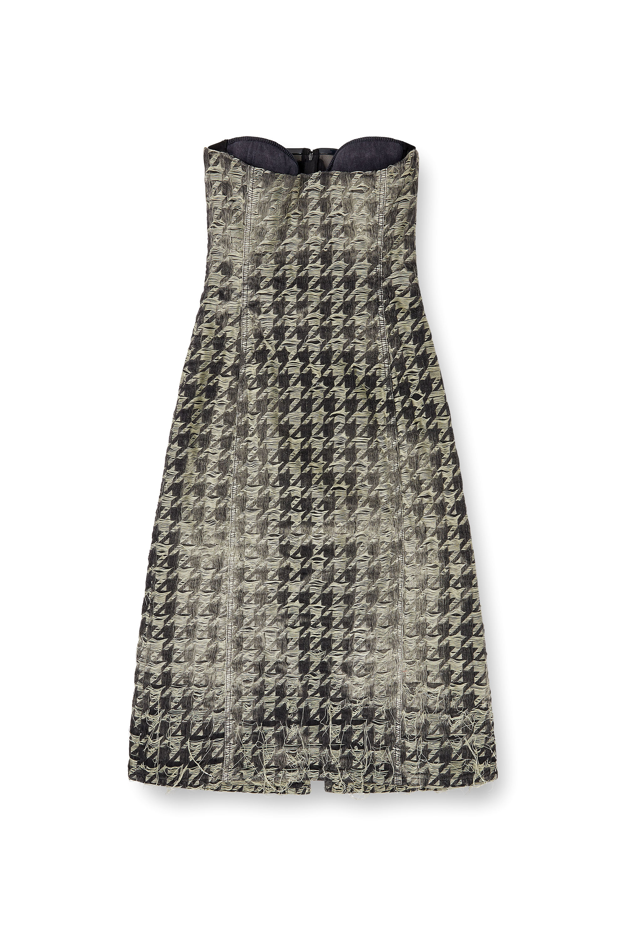 Diesel - DE-OLIVIA-FSH, Female's Midi dress in houndstooth-weave denim in ブラック/ホワイト - 3