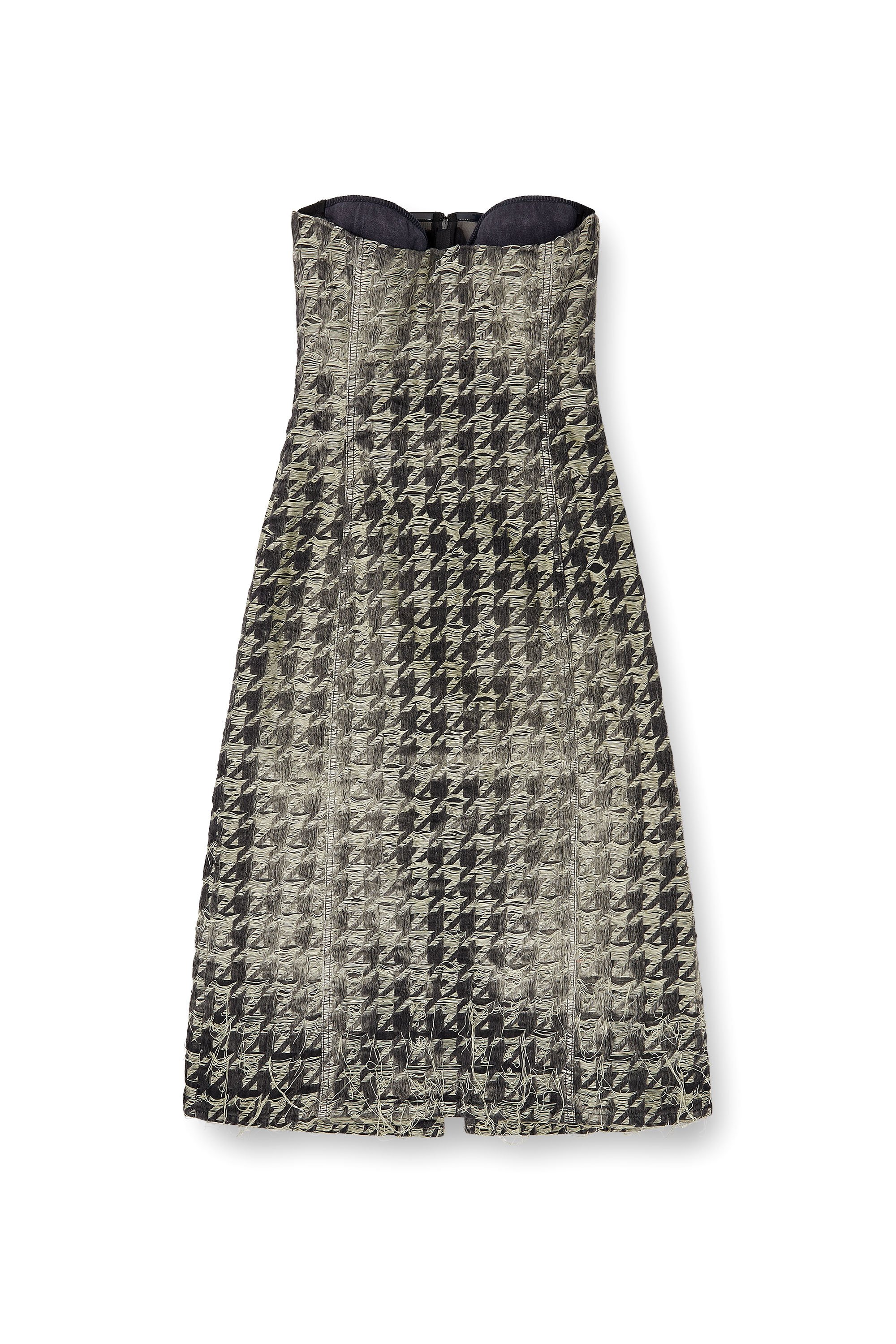 Diesel - DE-OLIVIA-FSH, Female's Midi dress in houndstooth-weave denim in ブラック/ホワイト - 2