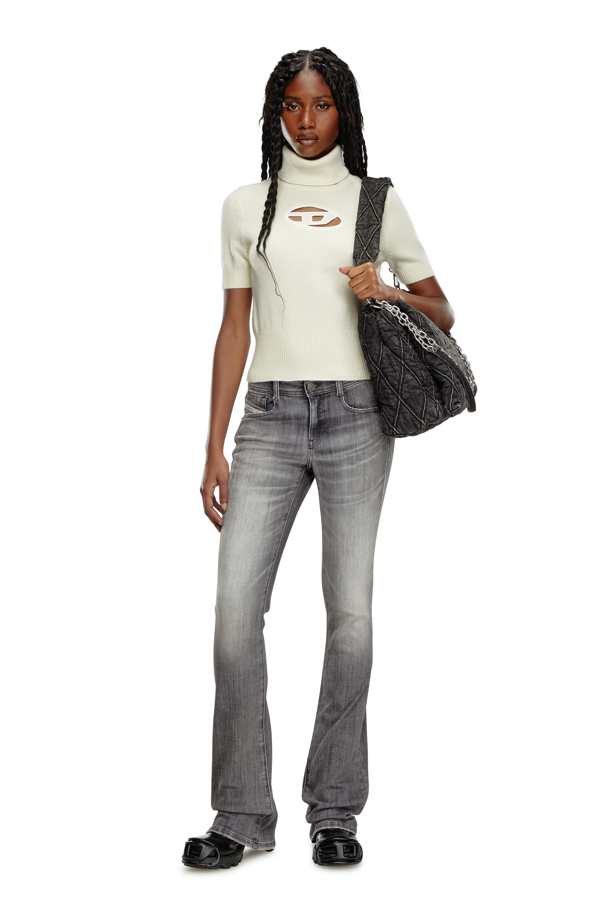 Diesel - CHARM-D SHOULDER L, Female's Charm-D L-Large shoulder bag in quilted denim in ブラック - 1