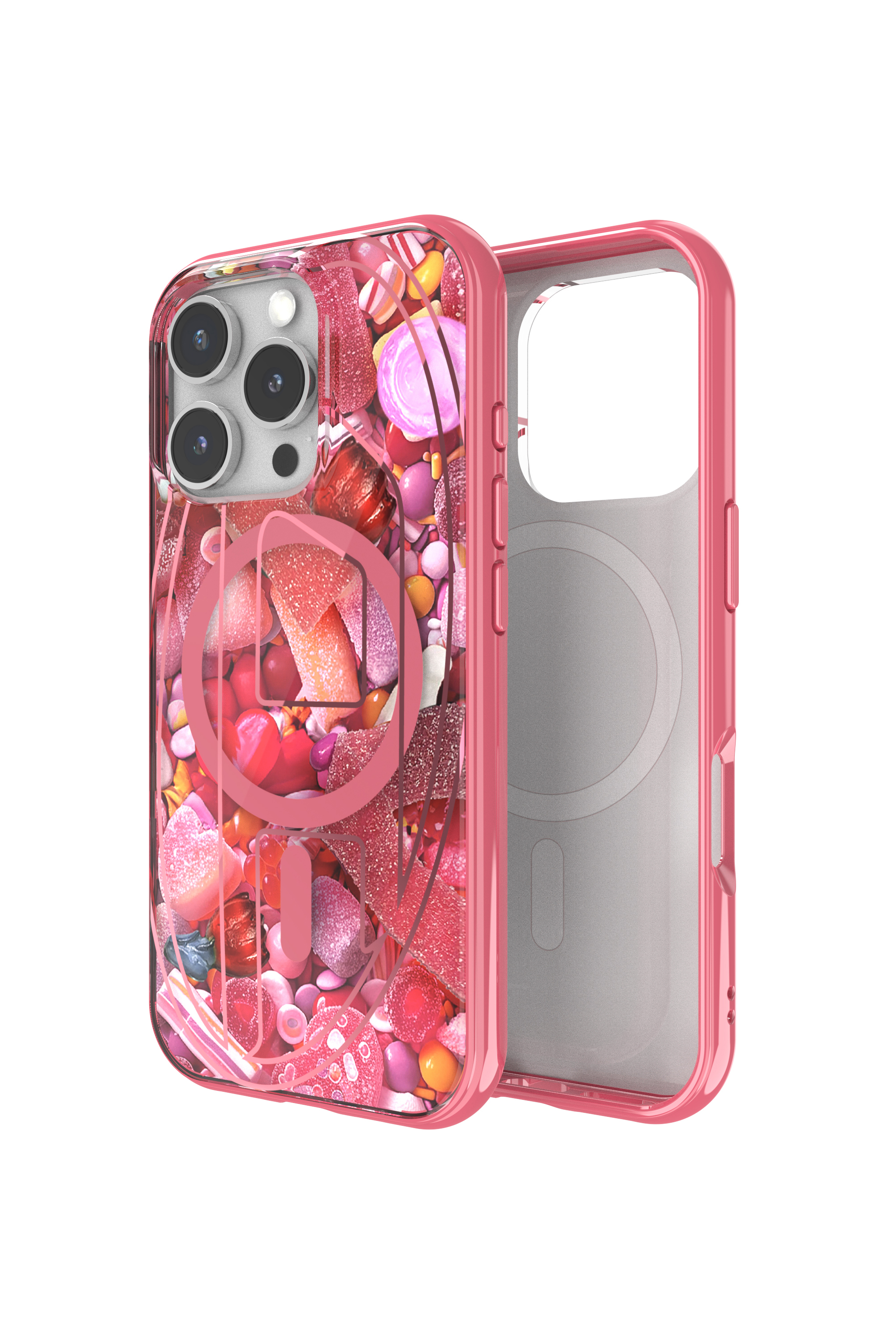 Diesel - 60250 AOP CASE, Unisex's Oval D Case with Magsafe iPhone 16 Pro in ピンク / ホワイト - 1