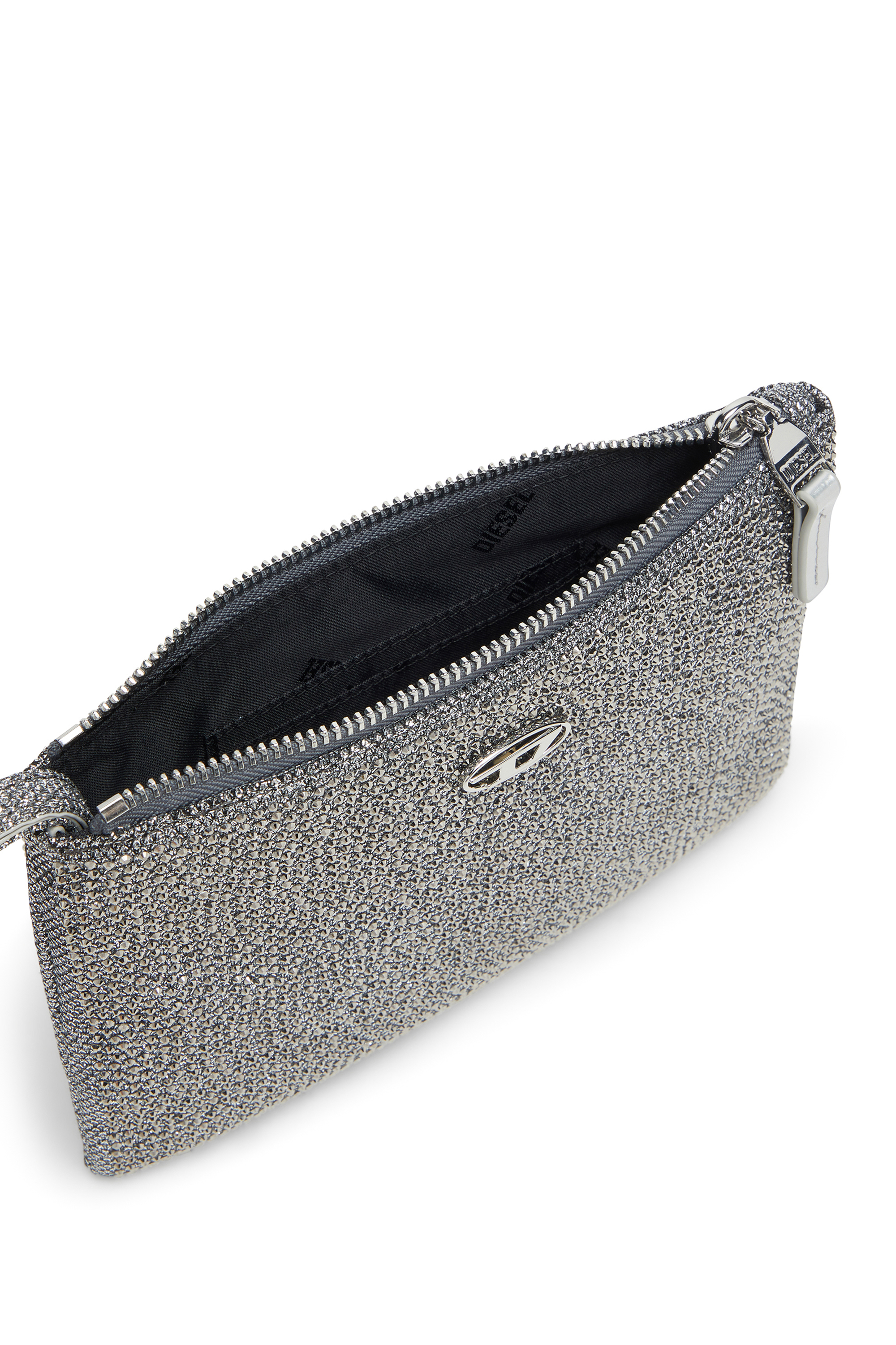 Diesel - PLAY POUCH II, Female's Pouch in crystal lurex fabric in シルバー - 4