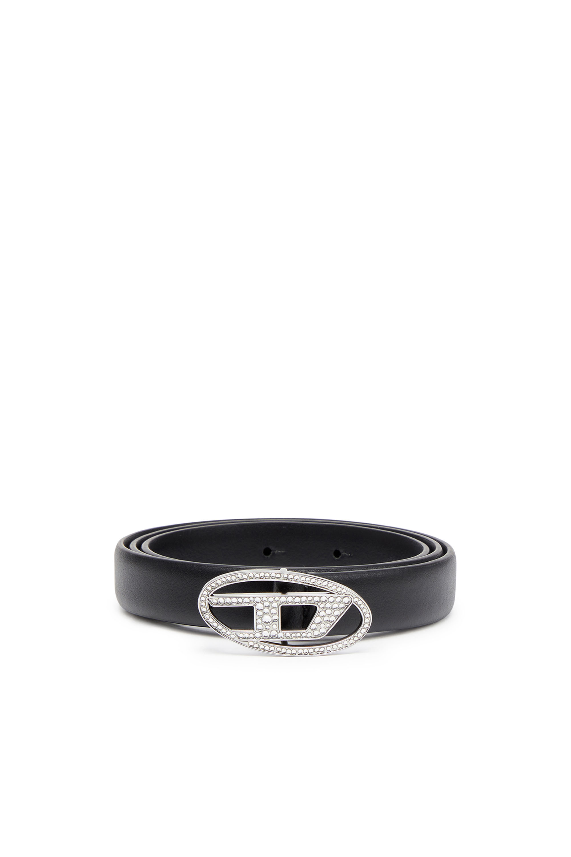 Diesel - B-1DR STRASS 20, Female's 1.9cm slim leather belt with crystal buckle in ブラック - 1