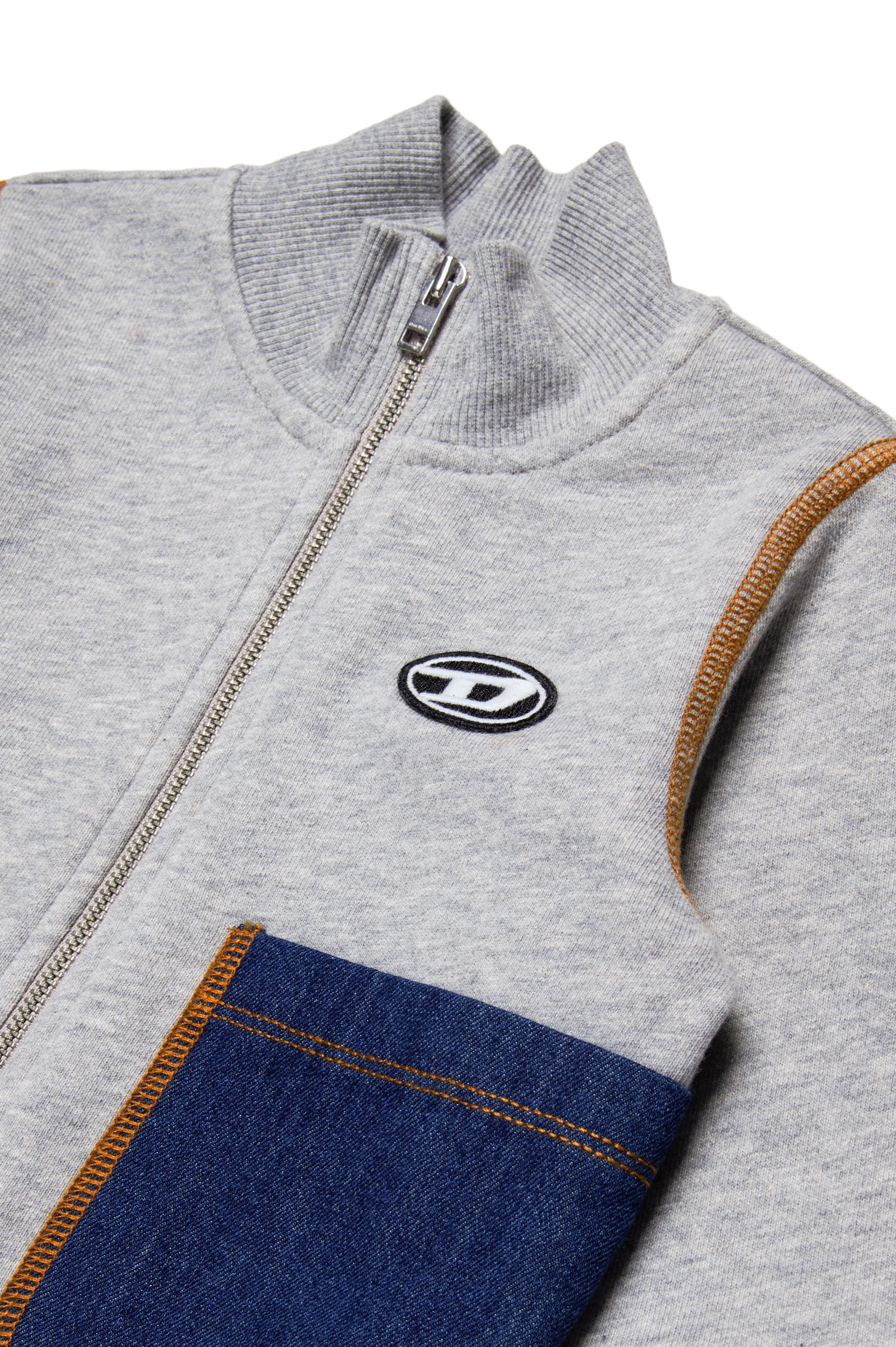 Diesel - SPOKKYB, Male's Zipped sweatshirt with denim pockets in グレー/ブルー - 3