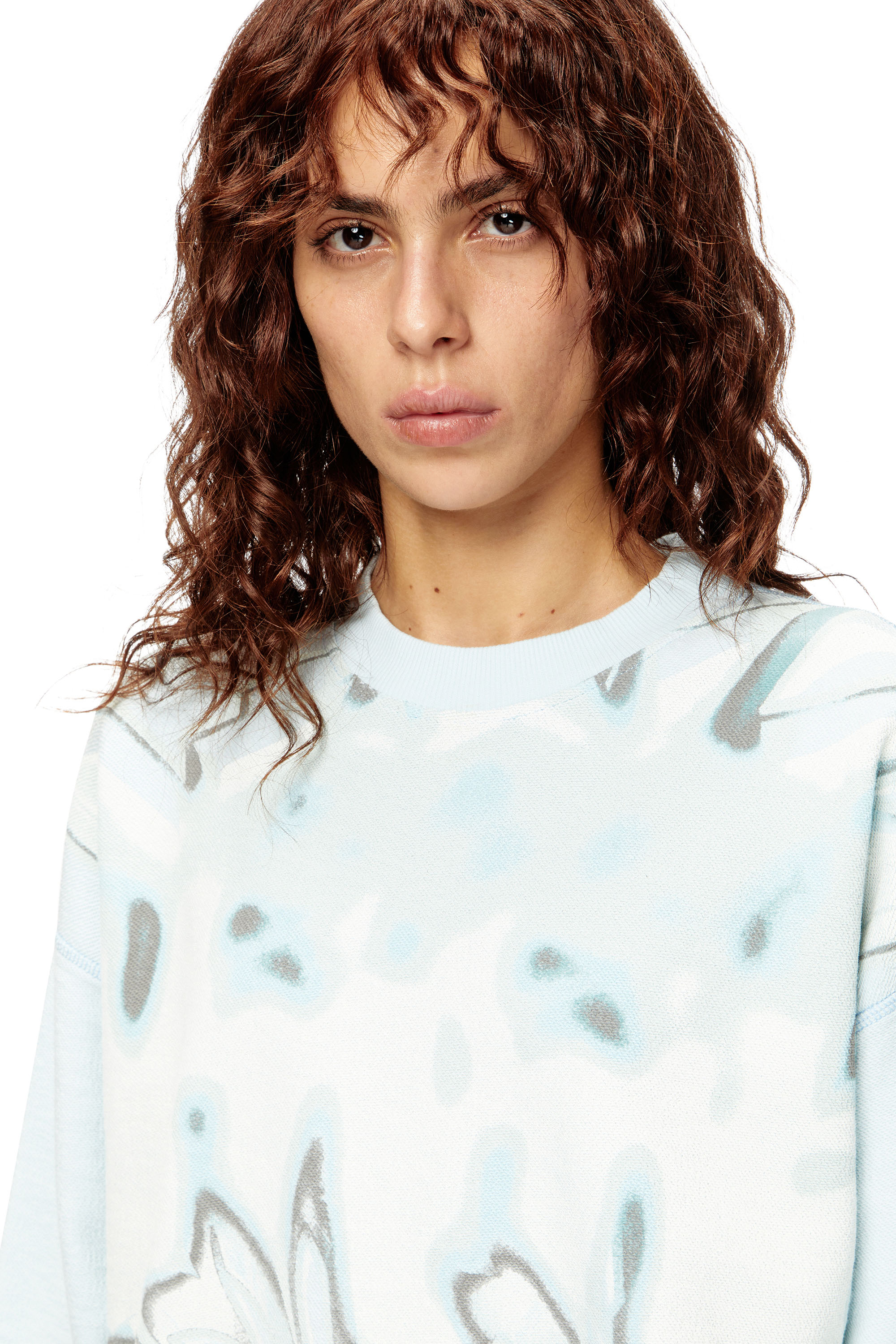 Diesel - F-LORA-LOOP, Female's Distressed sweatshirt with graffiti print in ライトブルー - 4