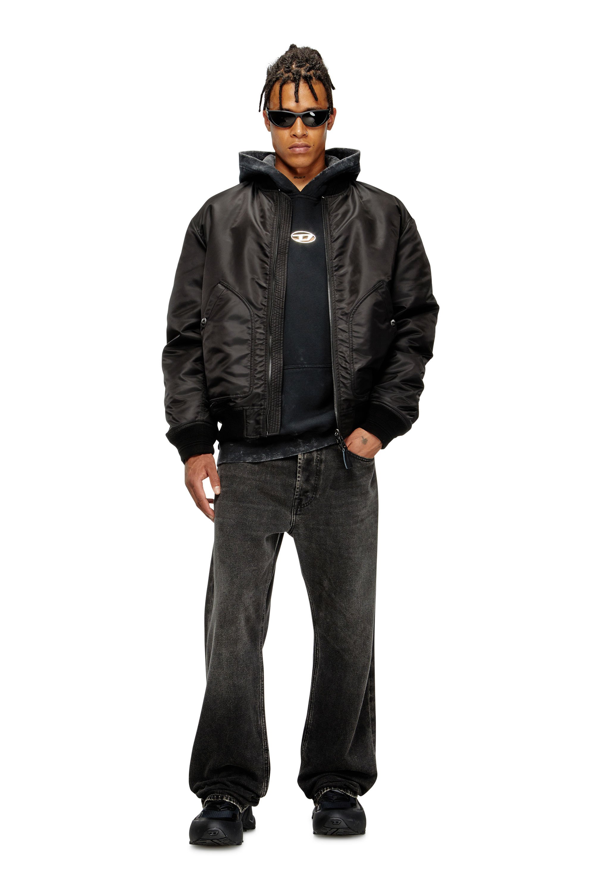 Diesel - S-BOXT-HOOD-T10, Male's Hoodie with cut-out metal Oval D in ブラック - 2