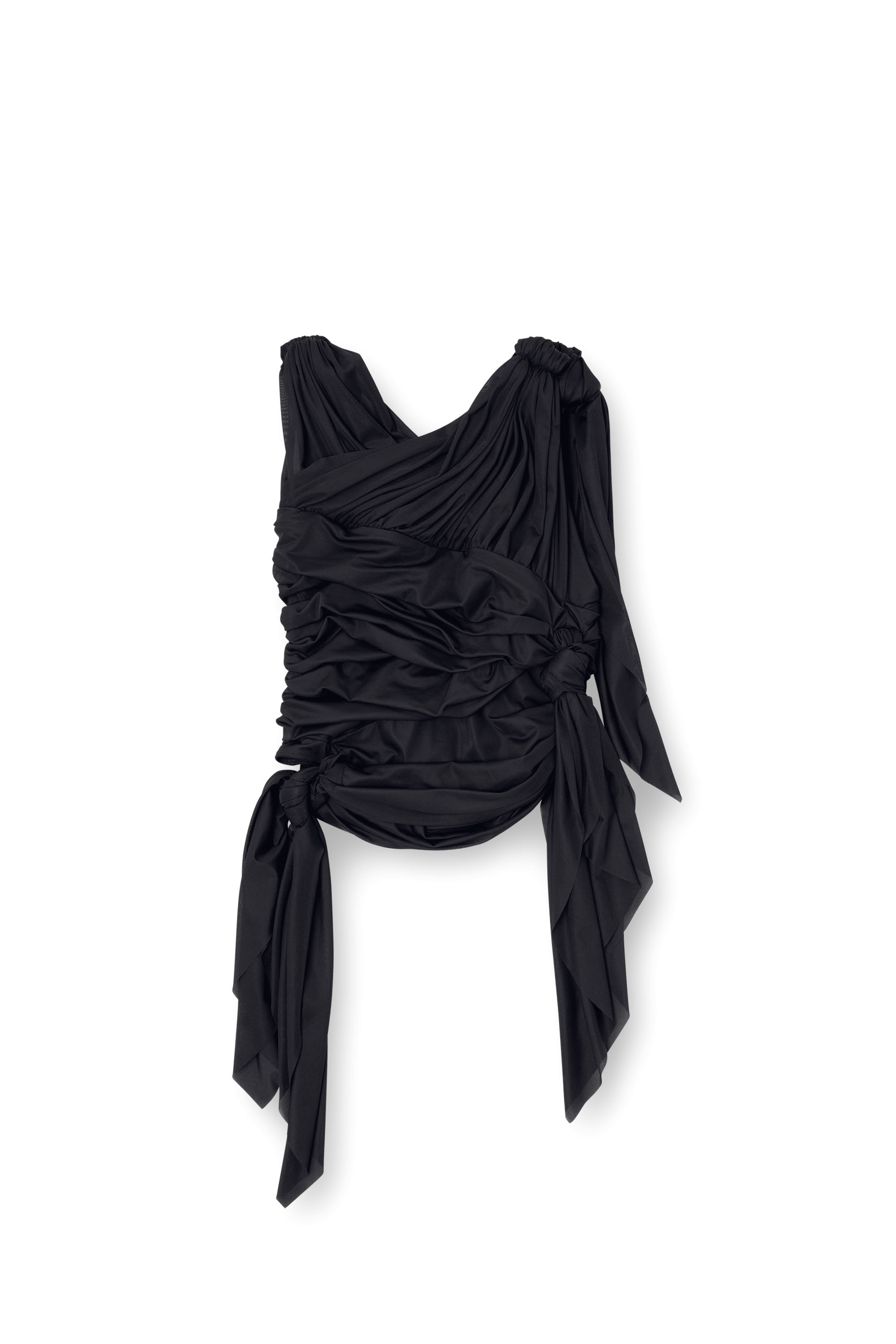 Diesel - T-PERSEA-PLAIN, Female's Draped top in stretch jersey in ブラック - 3