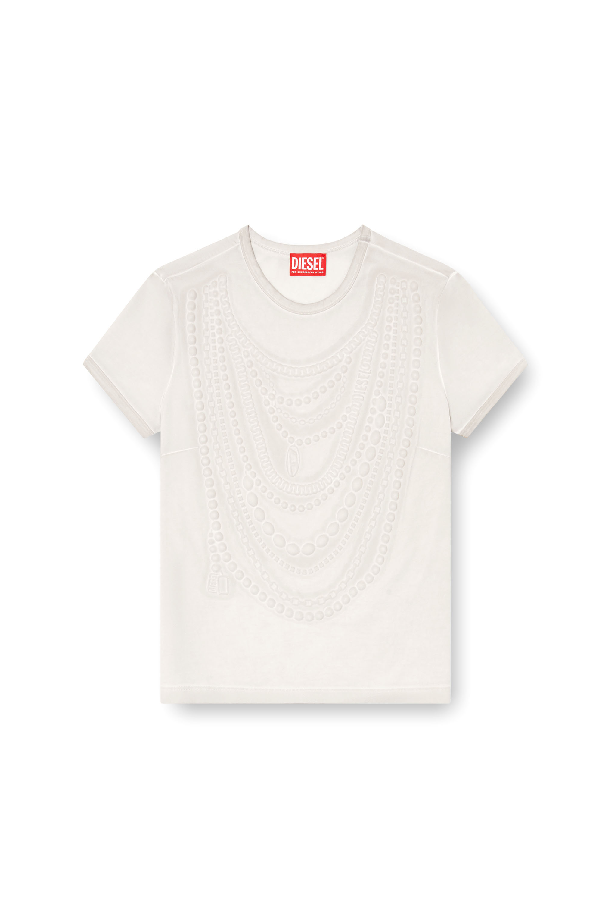 Diesel - T-NEKKA, Female's T-shirt with embossed necklace artwork in ライトグレー - 3