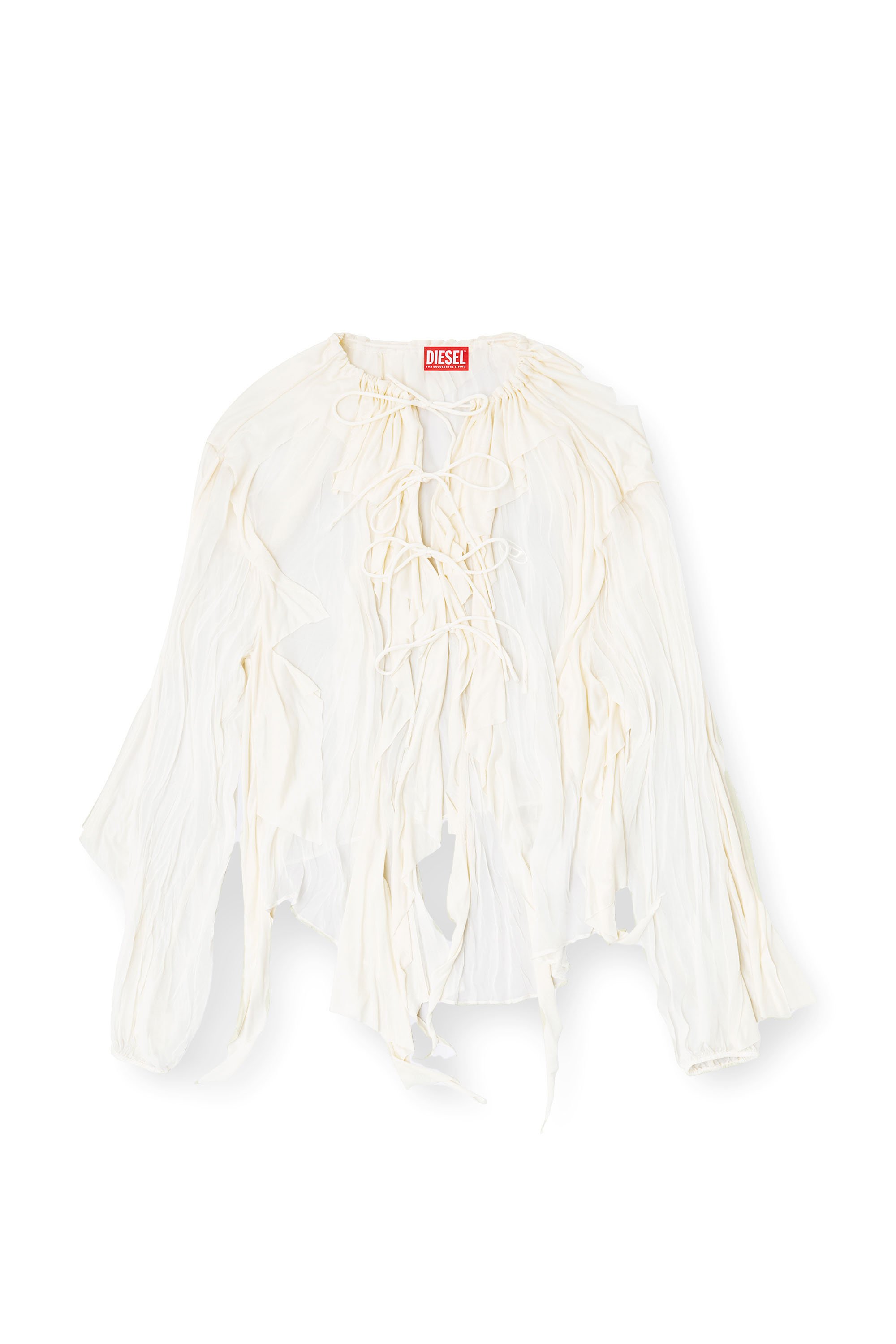 Diesel - C-LASSY, Female's Flounce blouse in crinkled muslin in ホワイト - 3