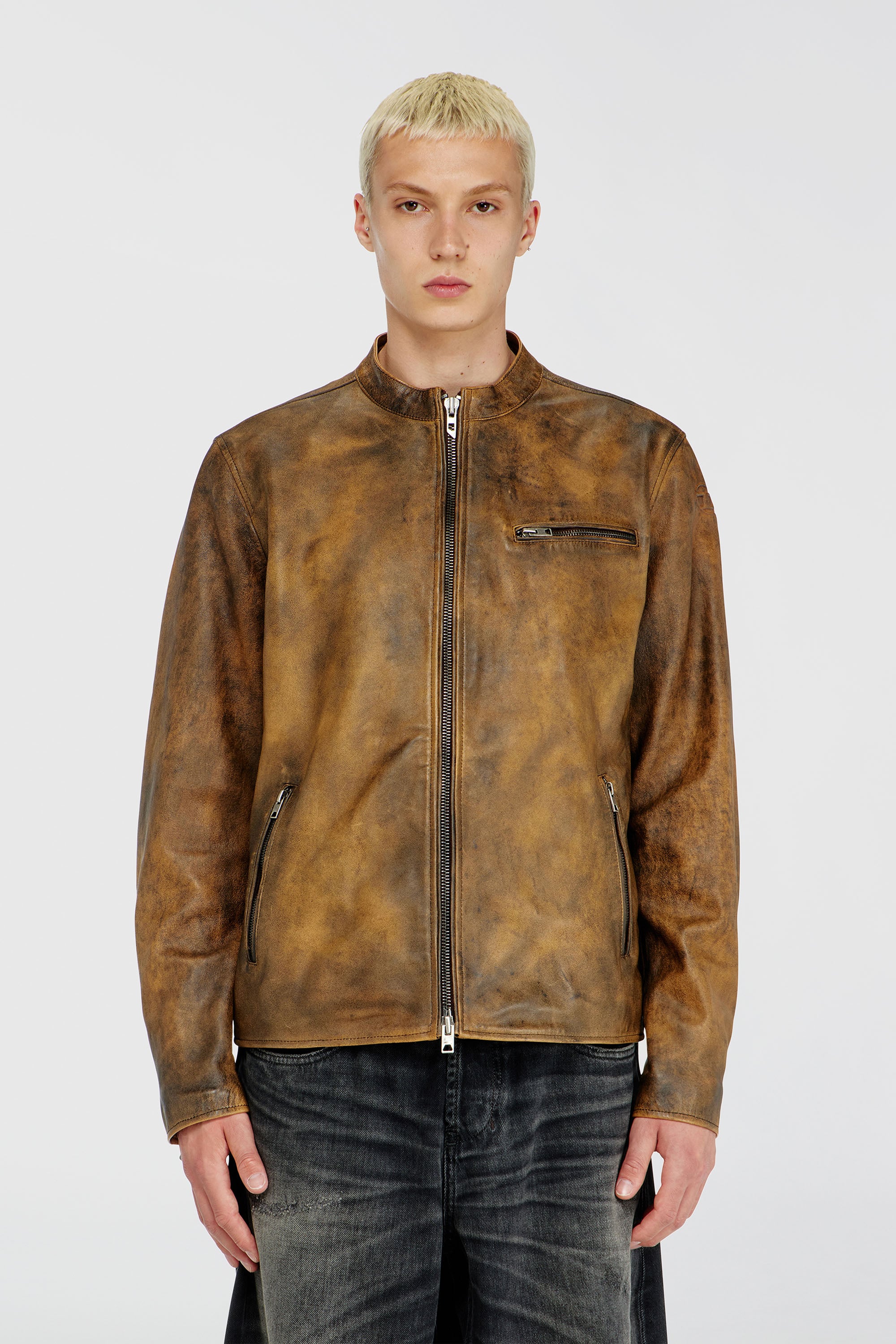 Diesel - L-ZAD-KNCZ, Male's レザージャケット in ライトブラウン - 3