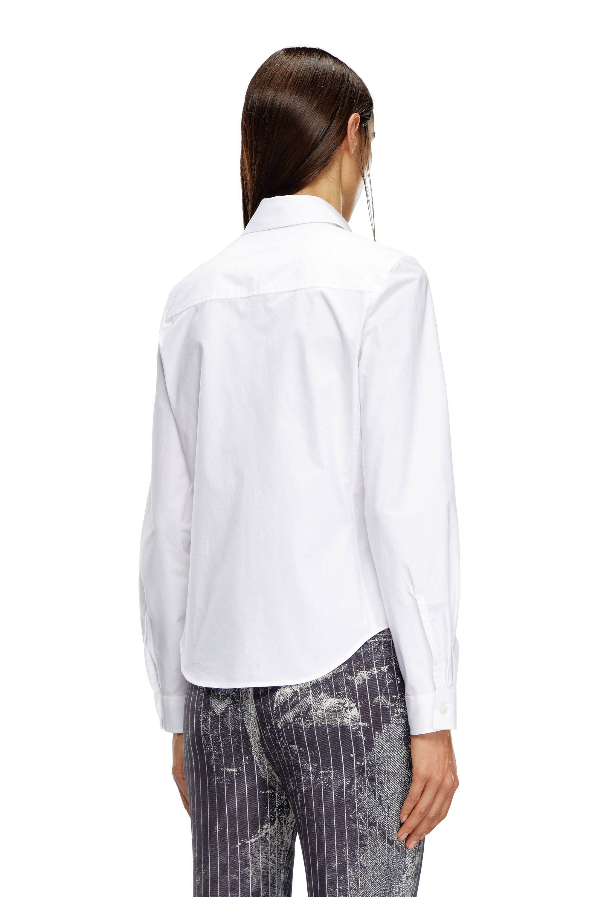 Diesel - C-GISEL-P1, Female's Shirt with logo-embroidered collar in ホワイト - 4