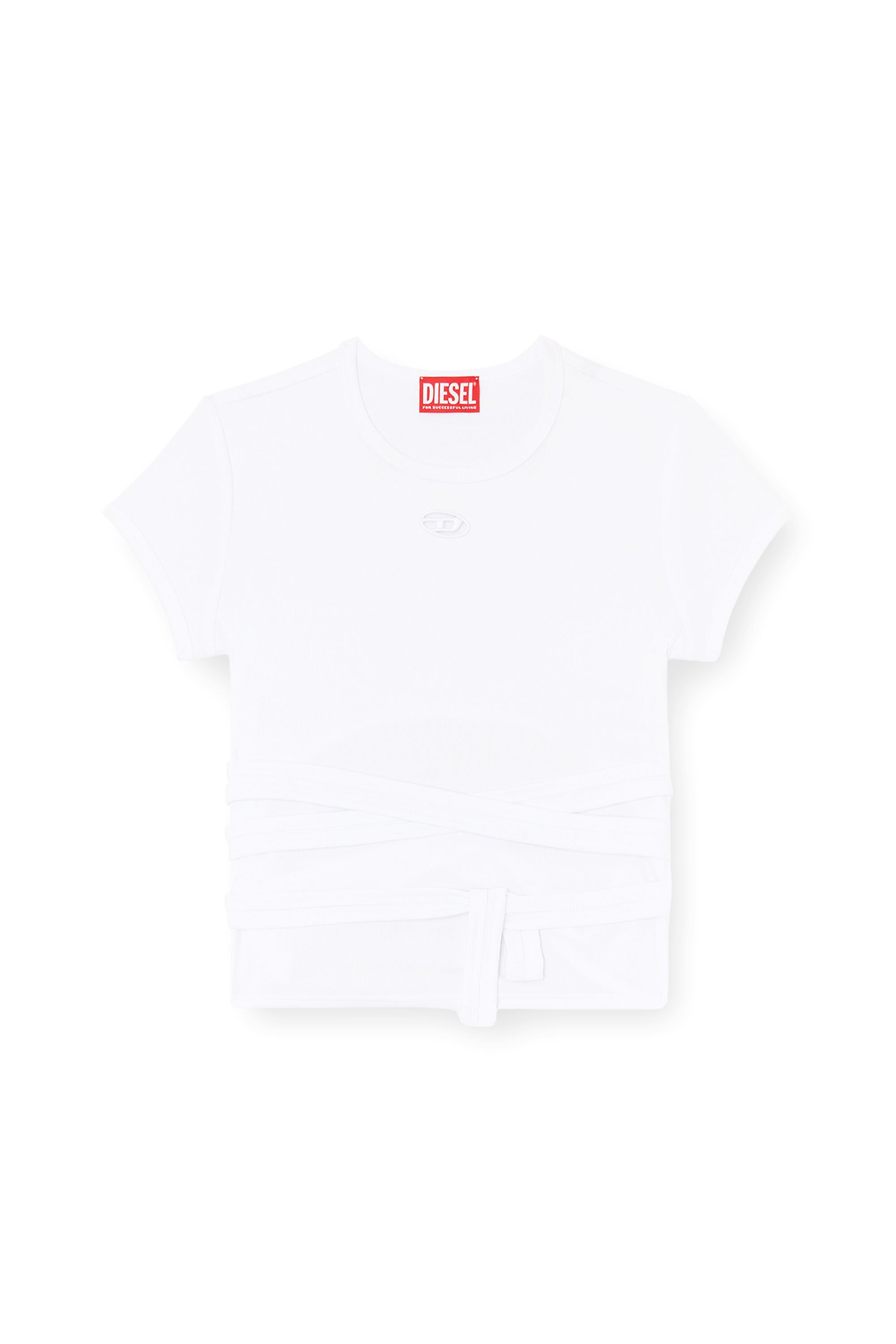 Diesel - T-BUNNY-TAIL-S1, Female's Ribbed top with wrap-around laces in ホワイト - 3