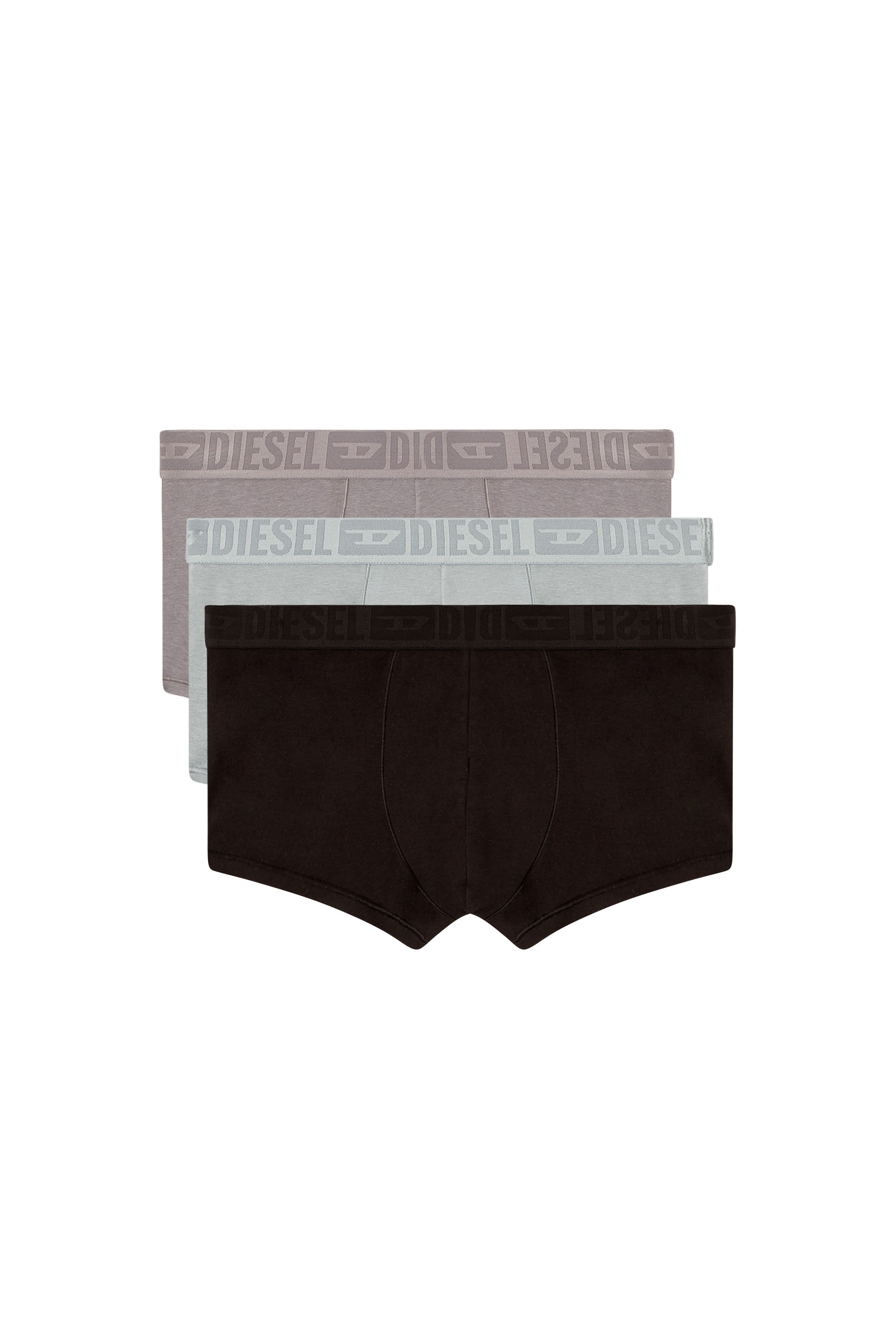 Diesel - BENJAMIN-D-MONO-3PACK, Male's Three-pack plain boxer briefs in グレー/ブラック - 1