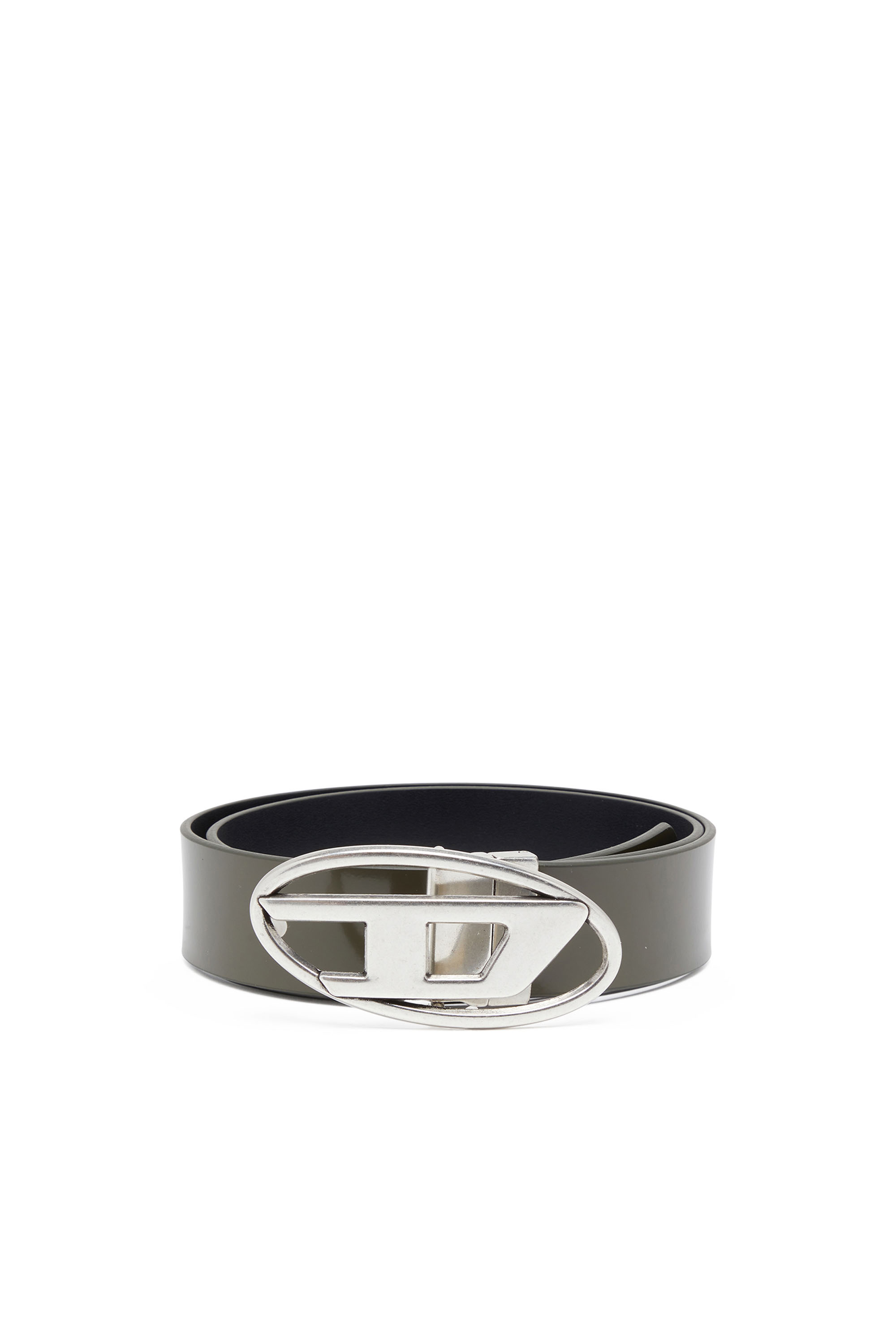 Diesel - B-1DR REV II, Male's Reversible belt in matte and shiny leather in オリーブグリーン - 1