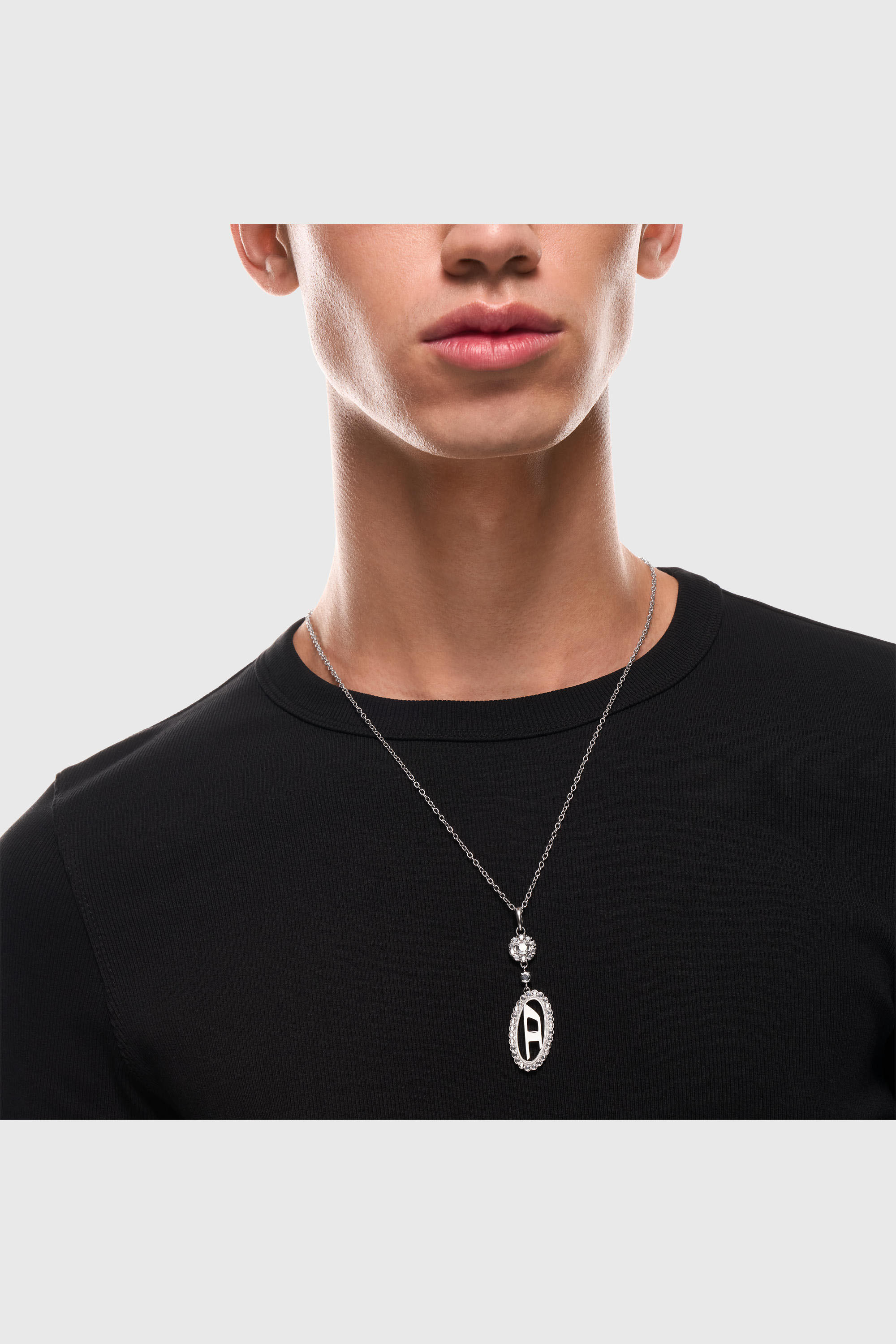 Diesel - DX1750040, Unisex's Stainless steel pave pendant necklace in シルバー - 5