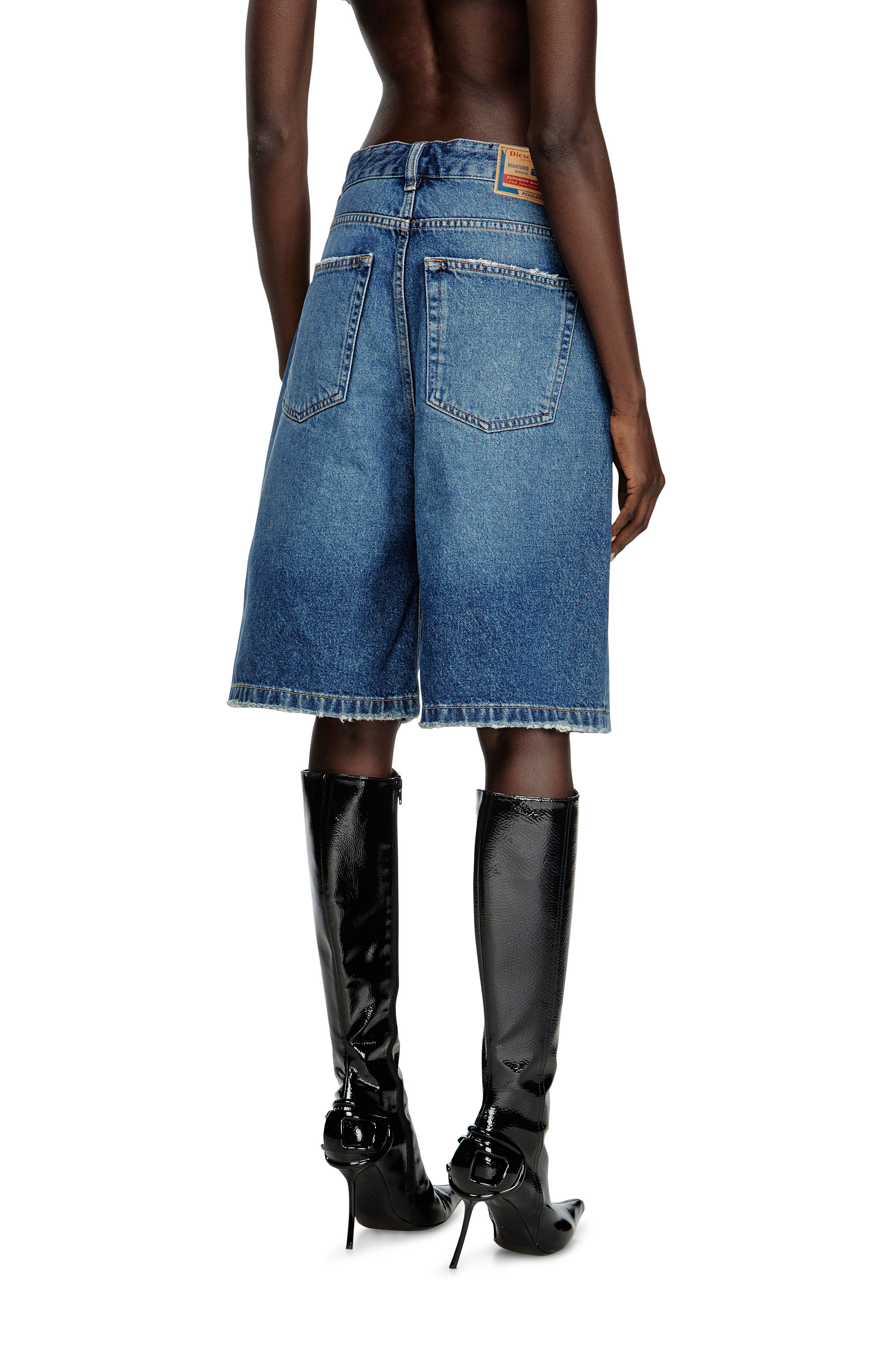 DE-SIRE-SHORT, ミディアムブルー Diesel - DE-SIRE-SHORT, Female's Shorts in denim with ripped details in ミディアムブルー - 4