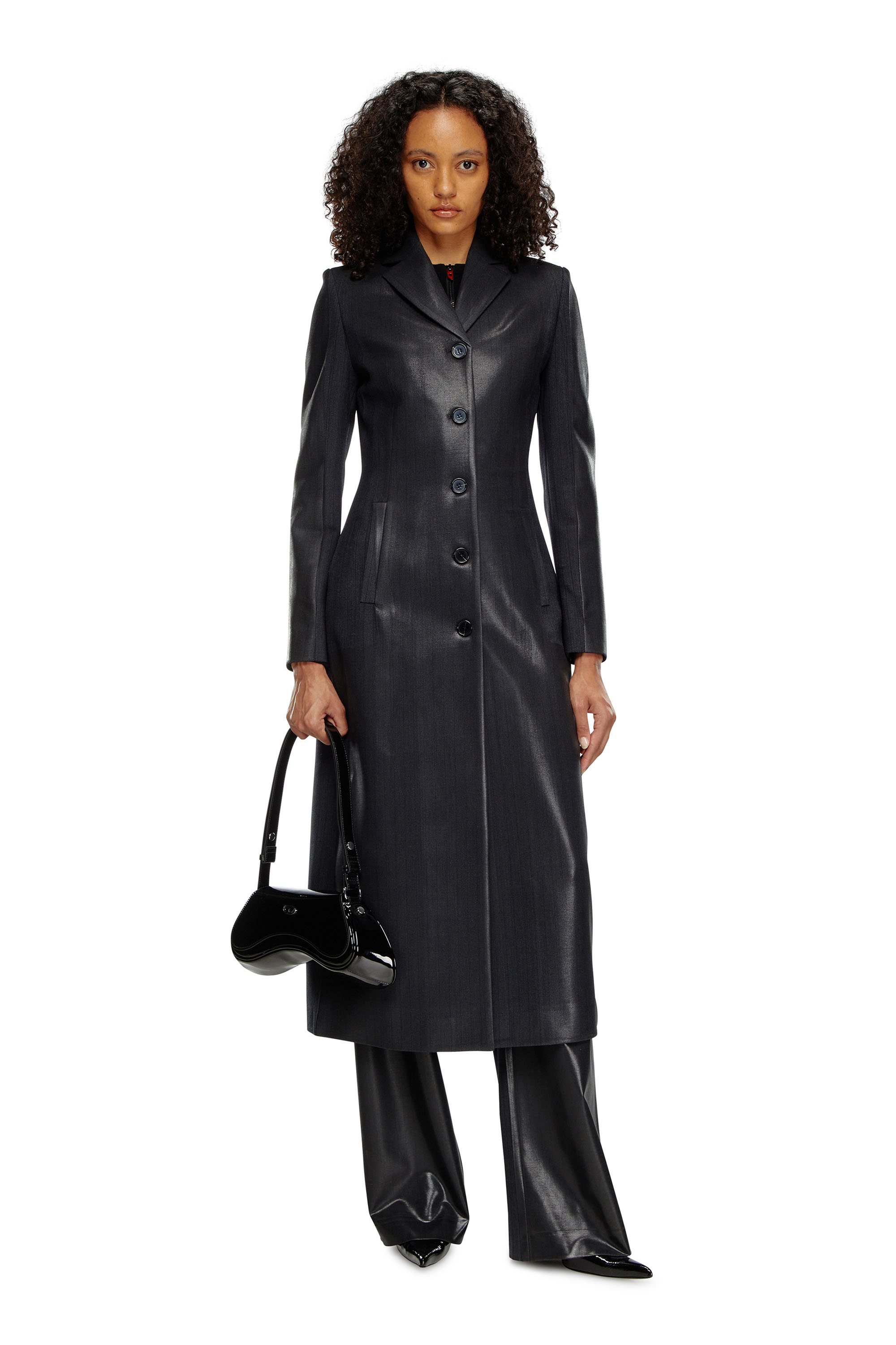 Diesel - G-LAMOUR, Female's Pinstripe jacket with coated front in ブラック - 3