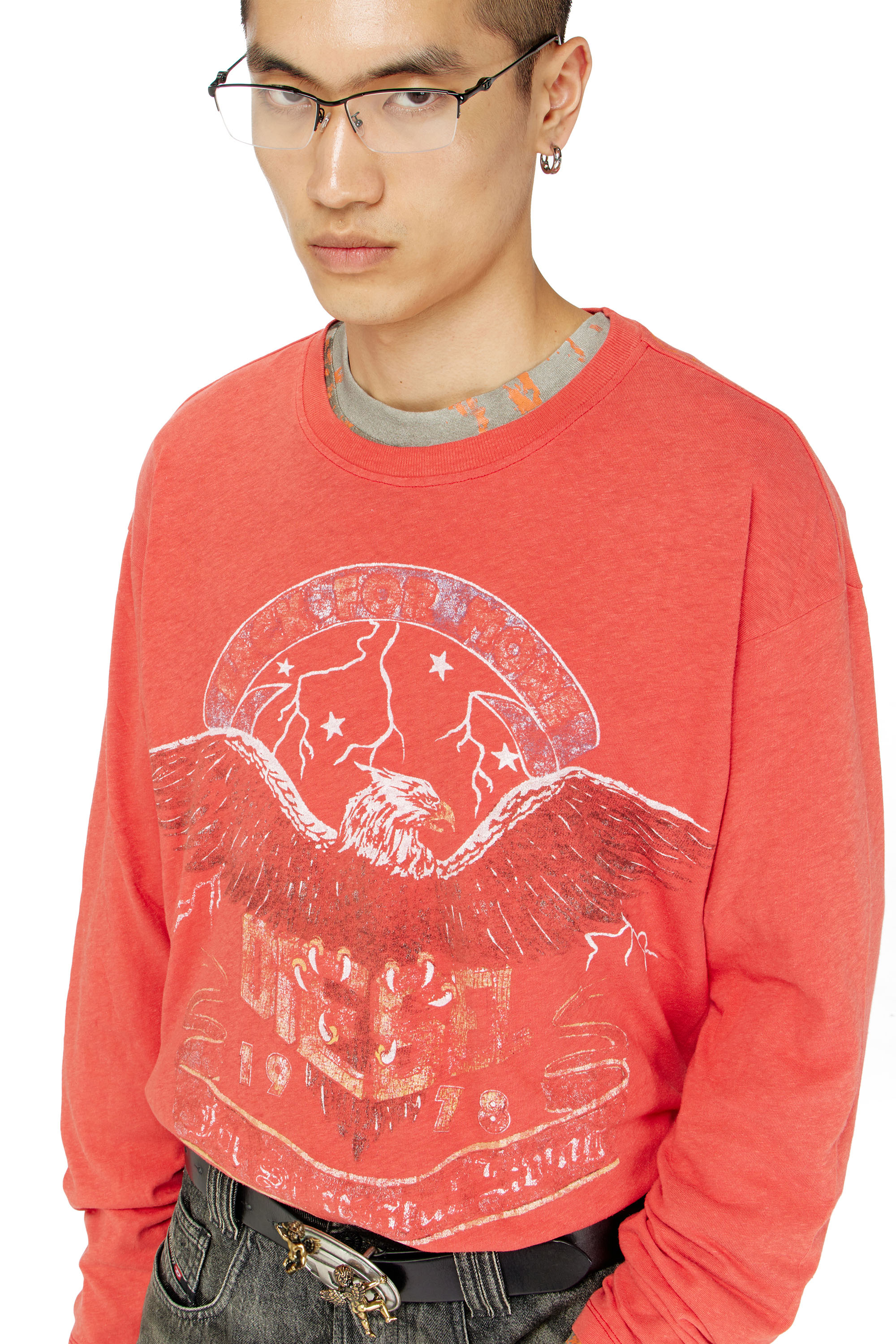 Diesel - T-GERI-LS, Male's Long-sleeve T-shirt with concert graphics in レッド - 4