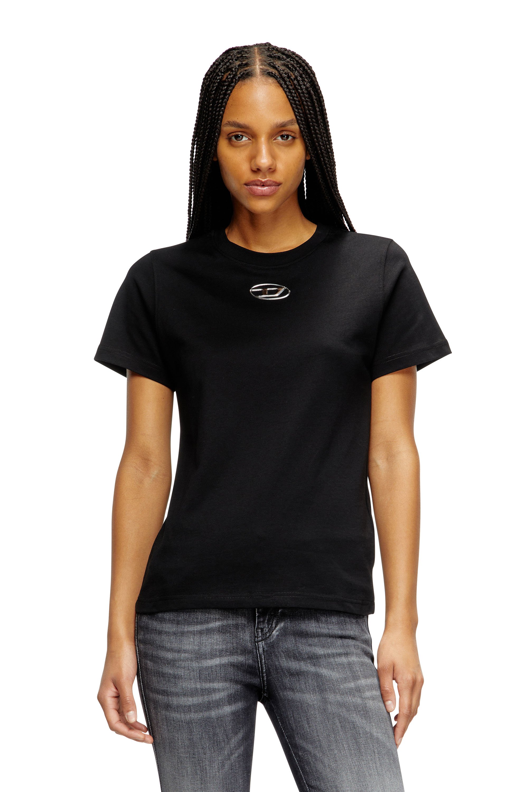 Diesel - T-REGS-OD-Q1, Female's Regular fit T-shirt with Oval D in ブラック - 1