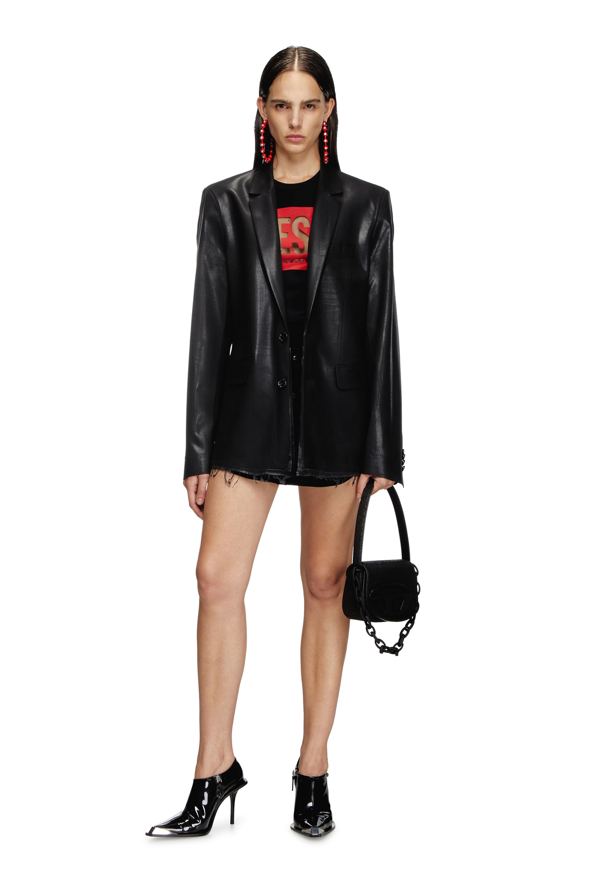 Diesel - T-MALUN, Female's T-shirt with devoré Biscotto logo in ブラック - 2