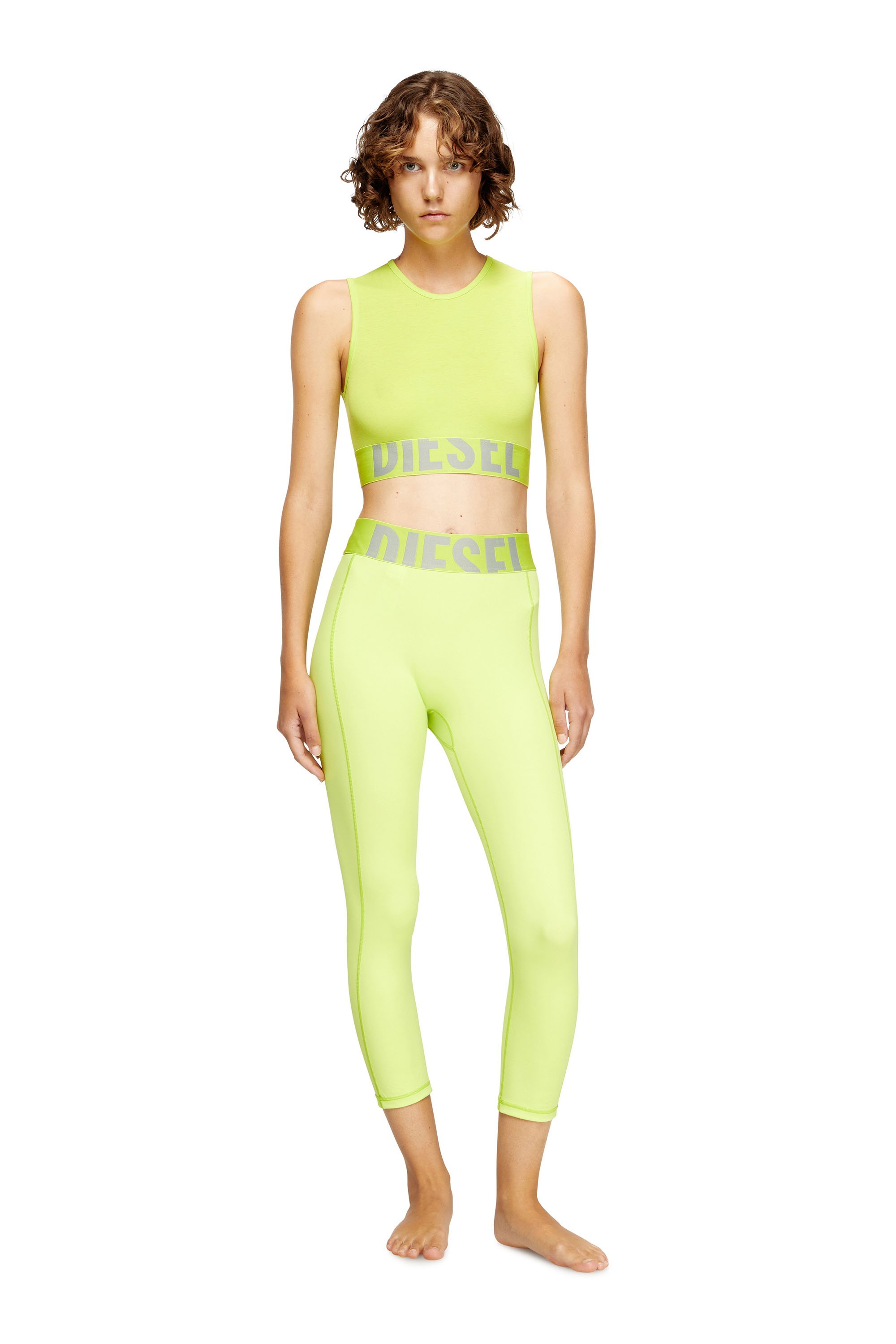 Diesel - ADA-D-POP, Female's Cropped tank top with cut-off logo in 蛍光グリーン - 2