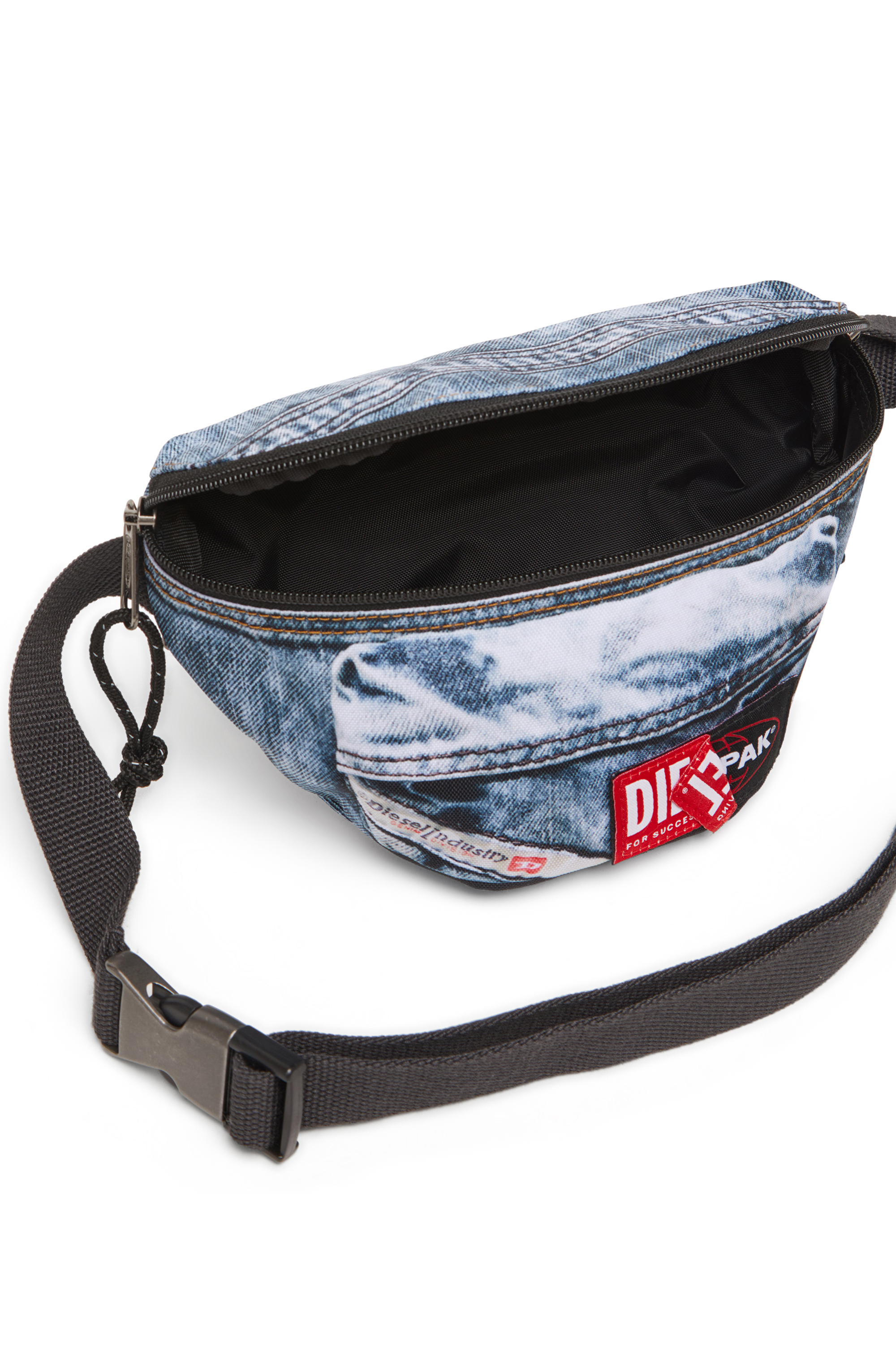 Diesel - DIESEL SPRINGER, Unisex's Belt bag in trompe l'oeil denim in ブルー - 3