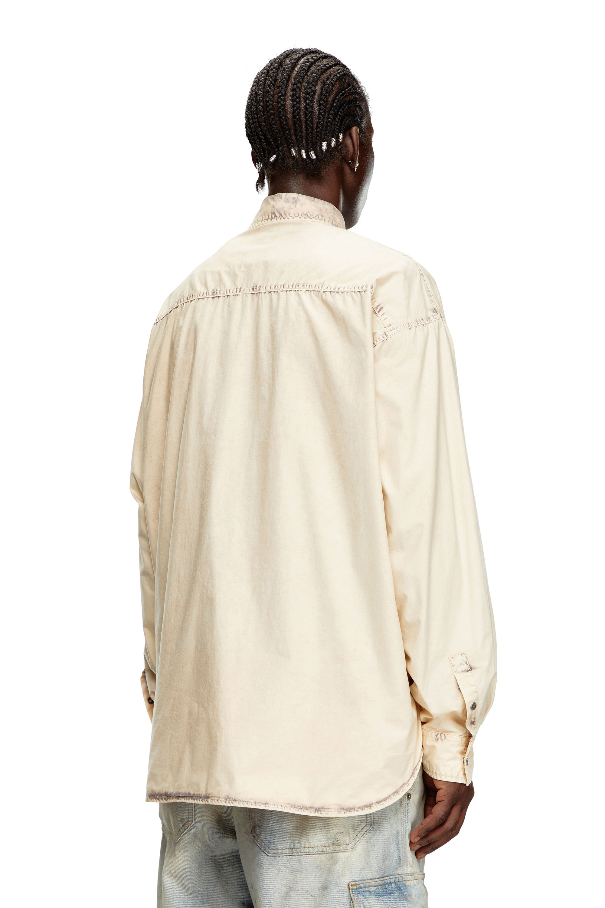 Diesel - S-VEKEN, Male's Shirt in marbled cotton in ベージュ - 4