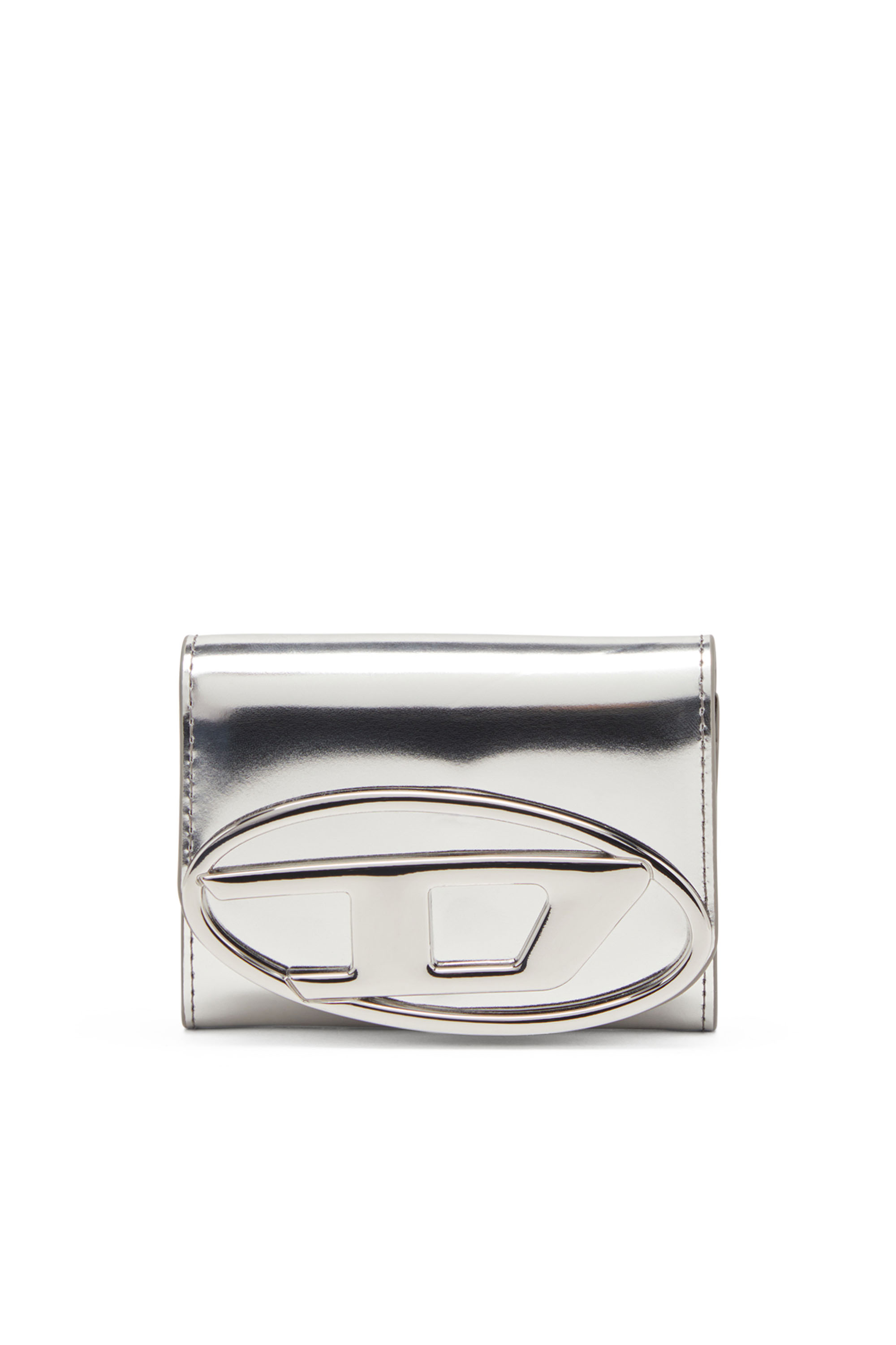 Diesel - 1DR CARD HOLDER BI-FOLD ZIP III, Female's Bi-fold card holder in mirrored leather in シルバー - 1