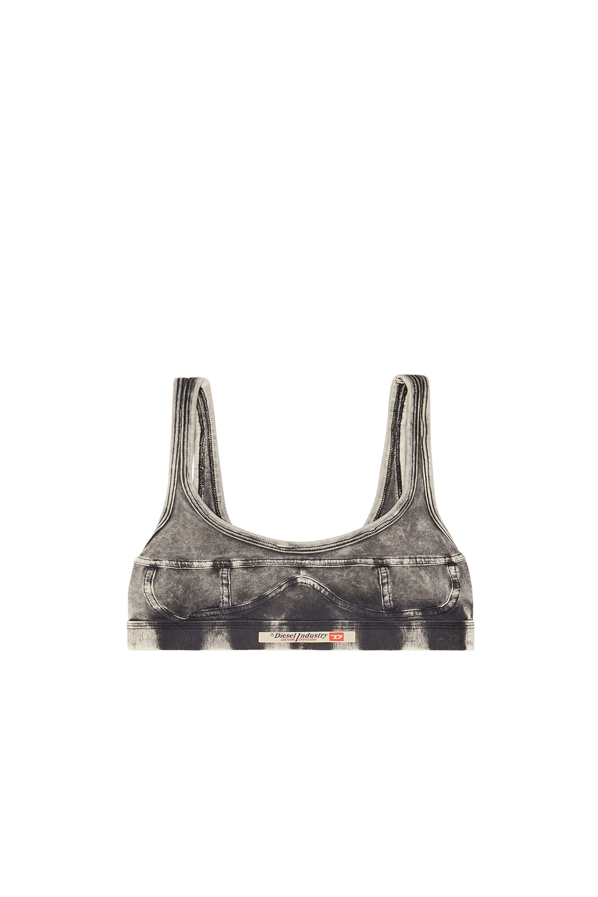 Diesel - UFSB-DENIM-BRALETTE, Female's Bralette in denim-effect jersey in ダークグレー - 4