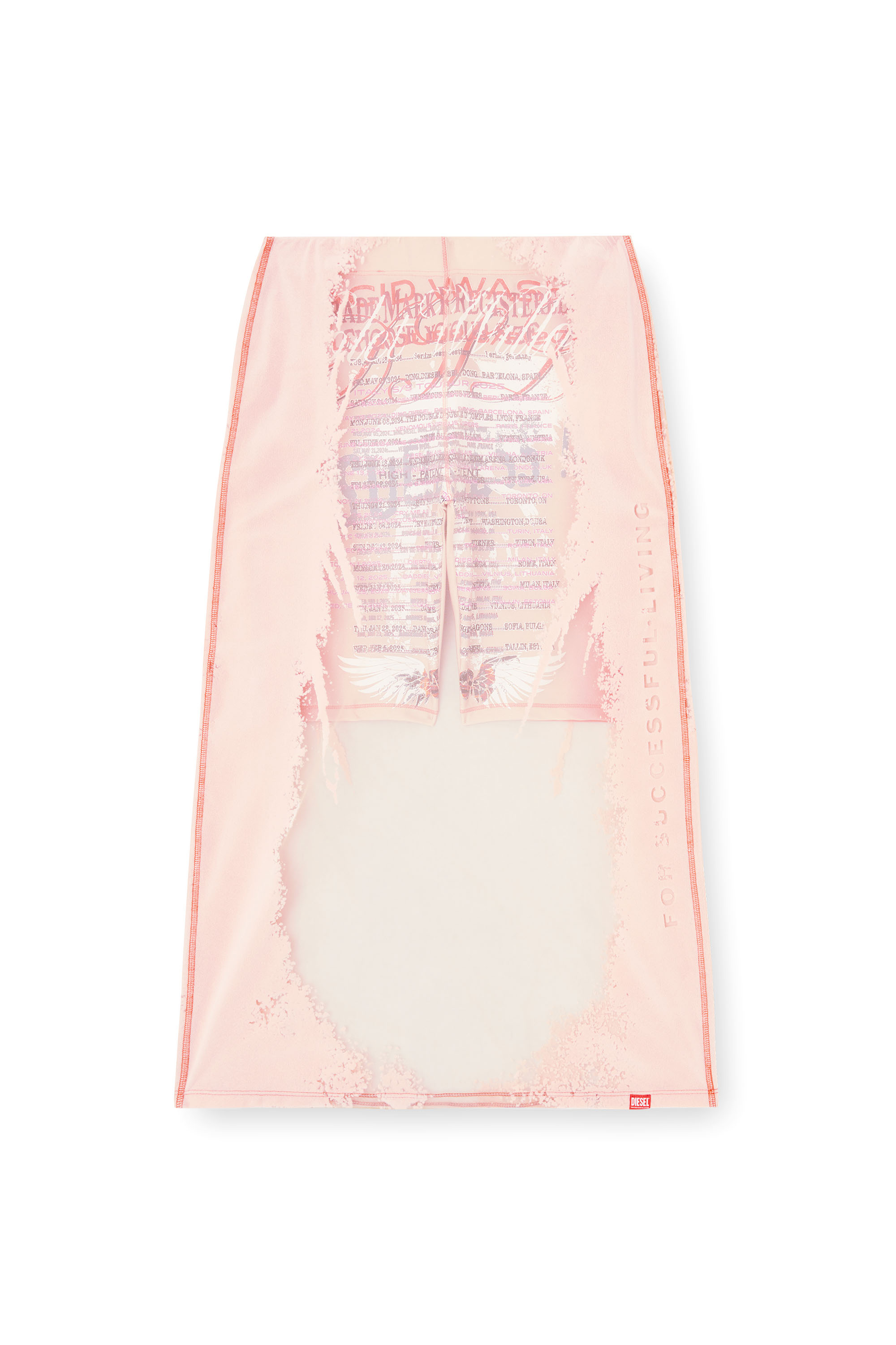 Diesel - O-LYAC, Female's Layered midi skirt with lyrics print in フェースパウダー - 2