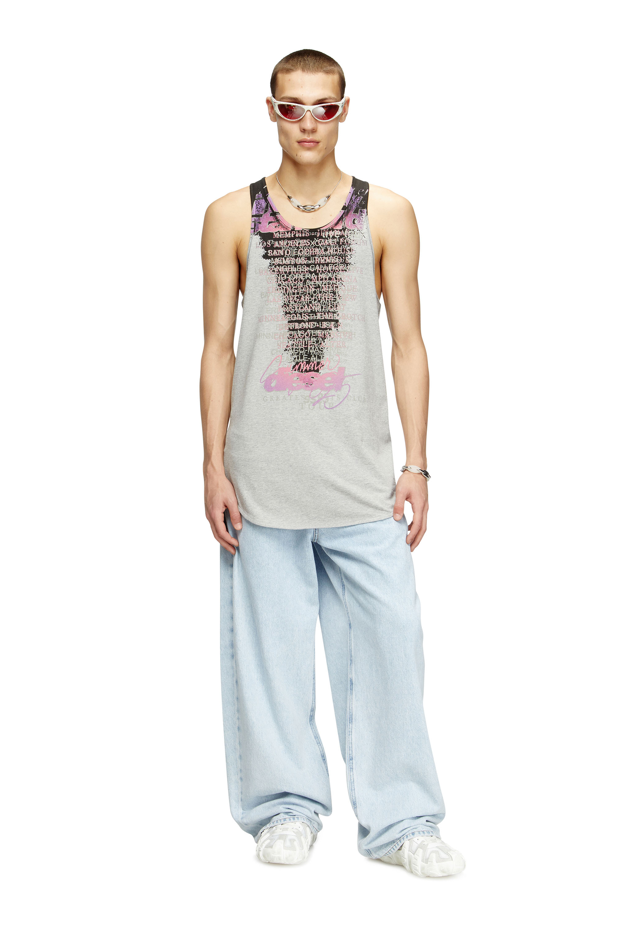 Diesel - T-SHAN, Unisex's Tank top with lyrics print in グレー - 1