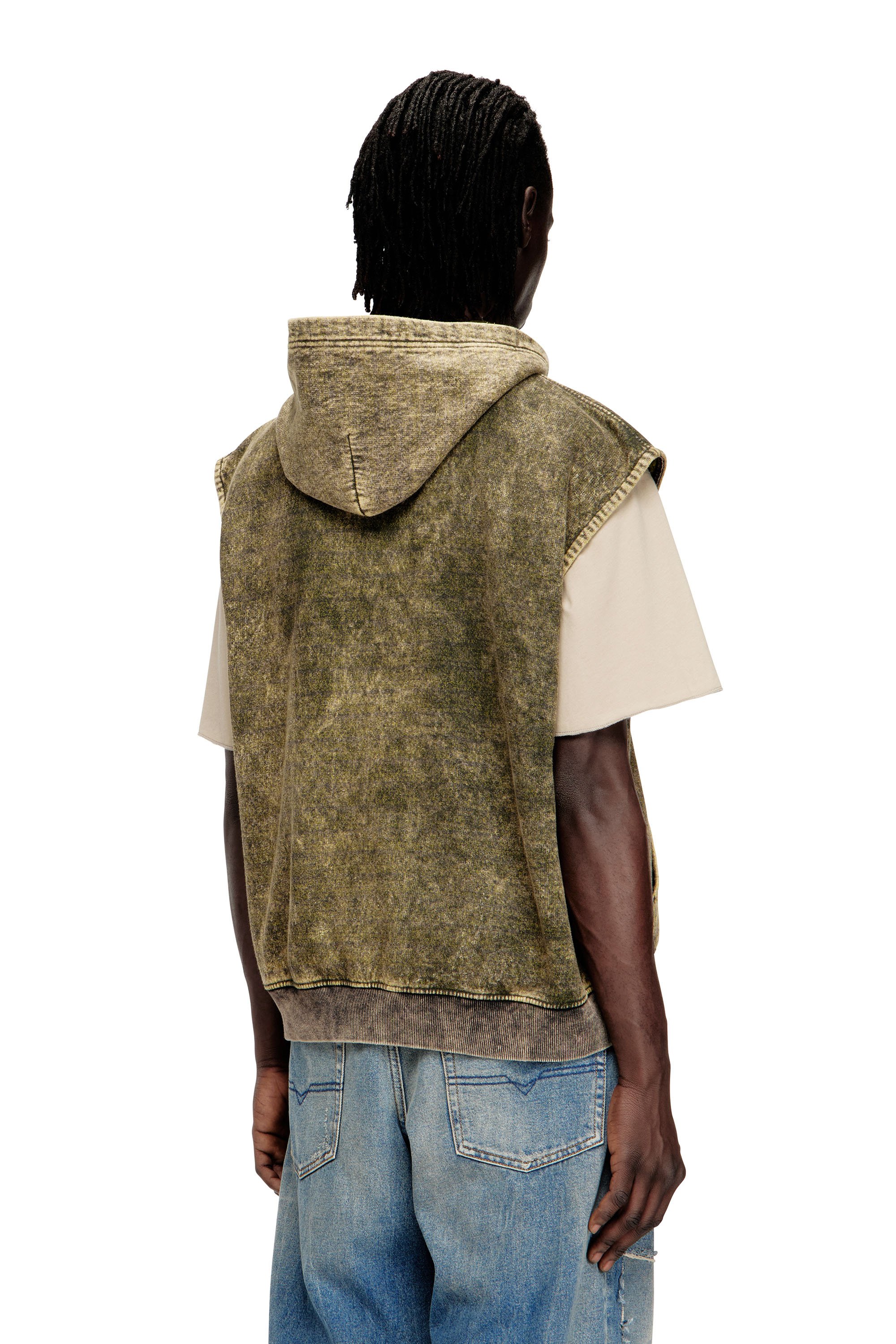 Diesel - S-BOXT-SL-ZIP, Male's フード付きスリーブレススウェット in ライトブラウン - 4