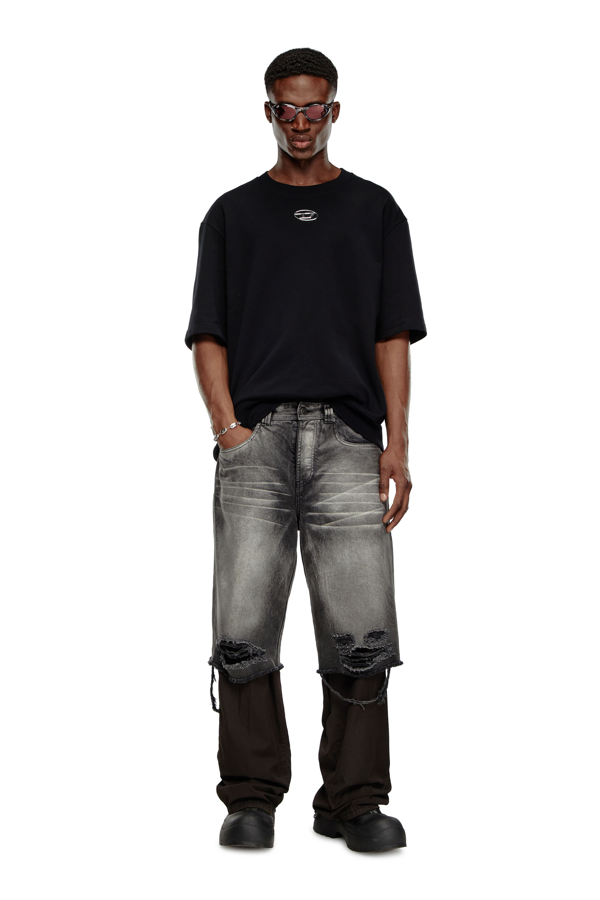 Diesel - S-COOLING-L1, Male's スウェットプルオーバー半そで in ブラック - 1