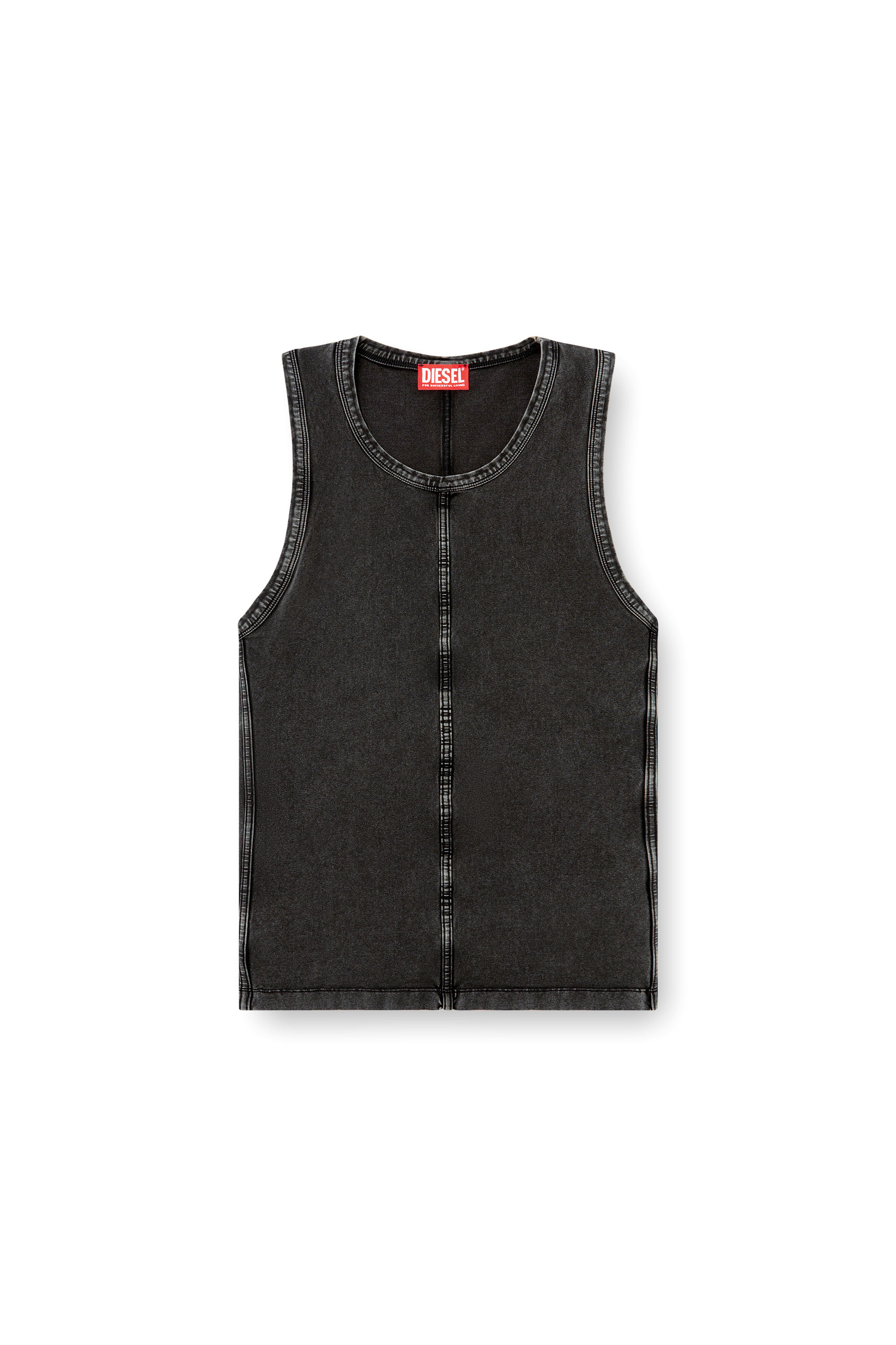 Diesel - T-MELY-SL, Male's Tank top in denim-look jersey in ブラック - 3